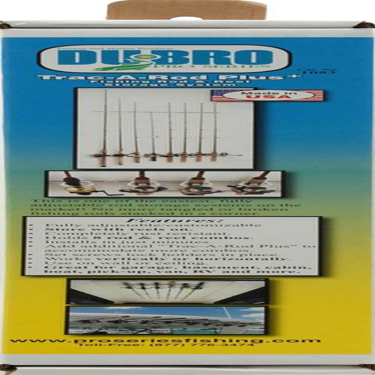 DU-BRO Fishing Trac-A-Rod plus Storage System, Fully Adjustable, Holds 8 Rods with Reels On, 33,125"