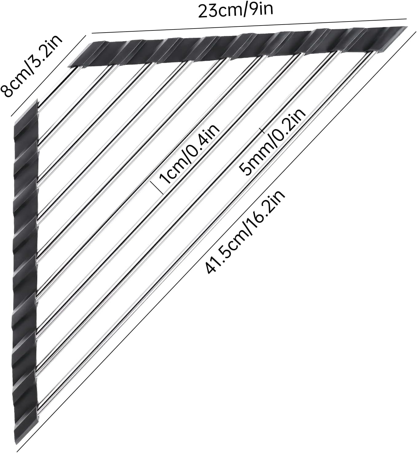 Tomorotec Triangle Roll-Up Dish Drying Rack for Sink Corner Small Foldable Stainless Steel over the Sink Multipurpose Kitchen Drainer Caddy Trivet Rustproof Organizer Storage Space Saver Shelf (Black) - Blue image number 4