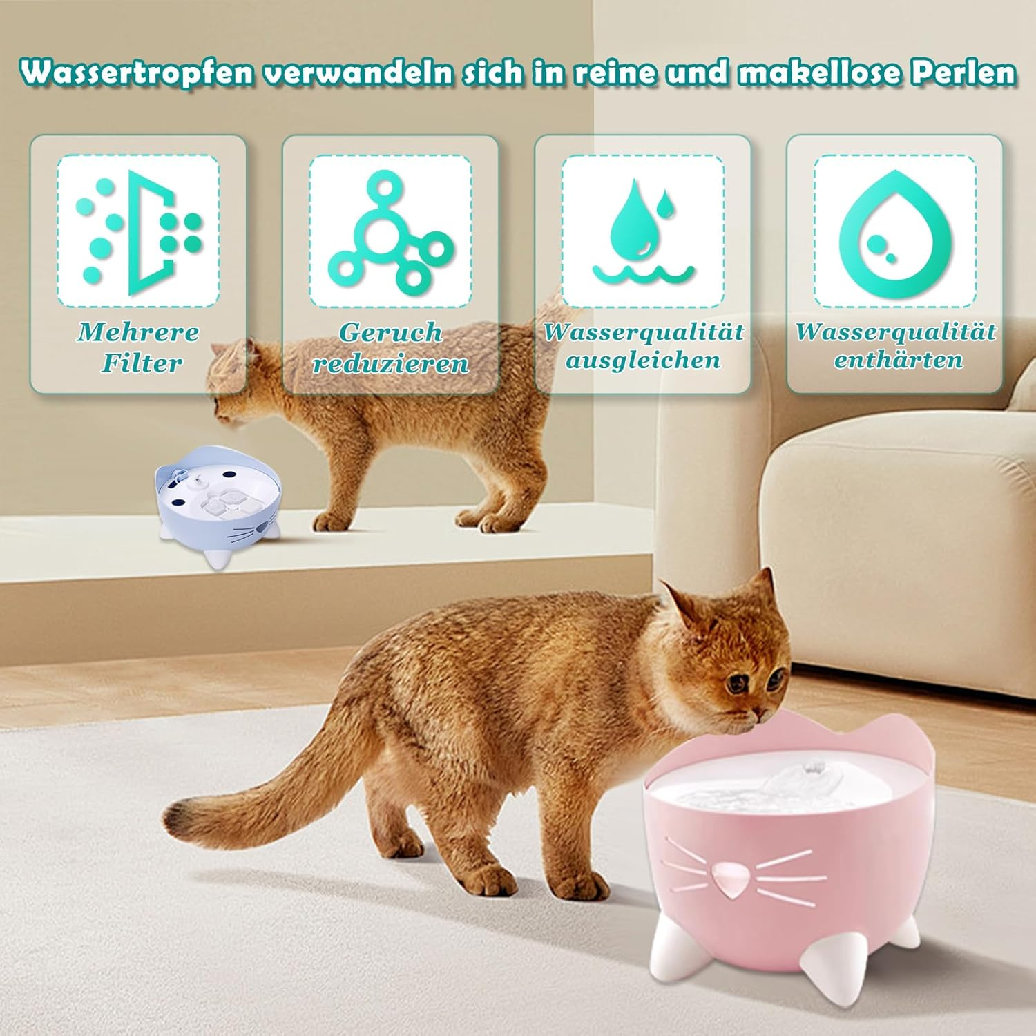 20 Pack Cat Drinking Fountain Filter Replacement Filter for Pet Drinking Fountain, Filter with Resin and Activated Carbon for Automatic Drinking Fountain, Suitable for Cats and Dogs image number 1