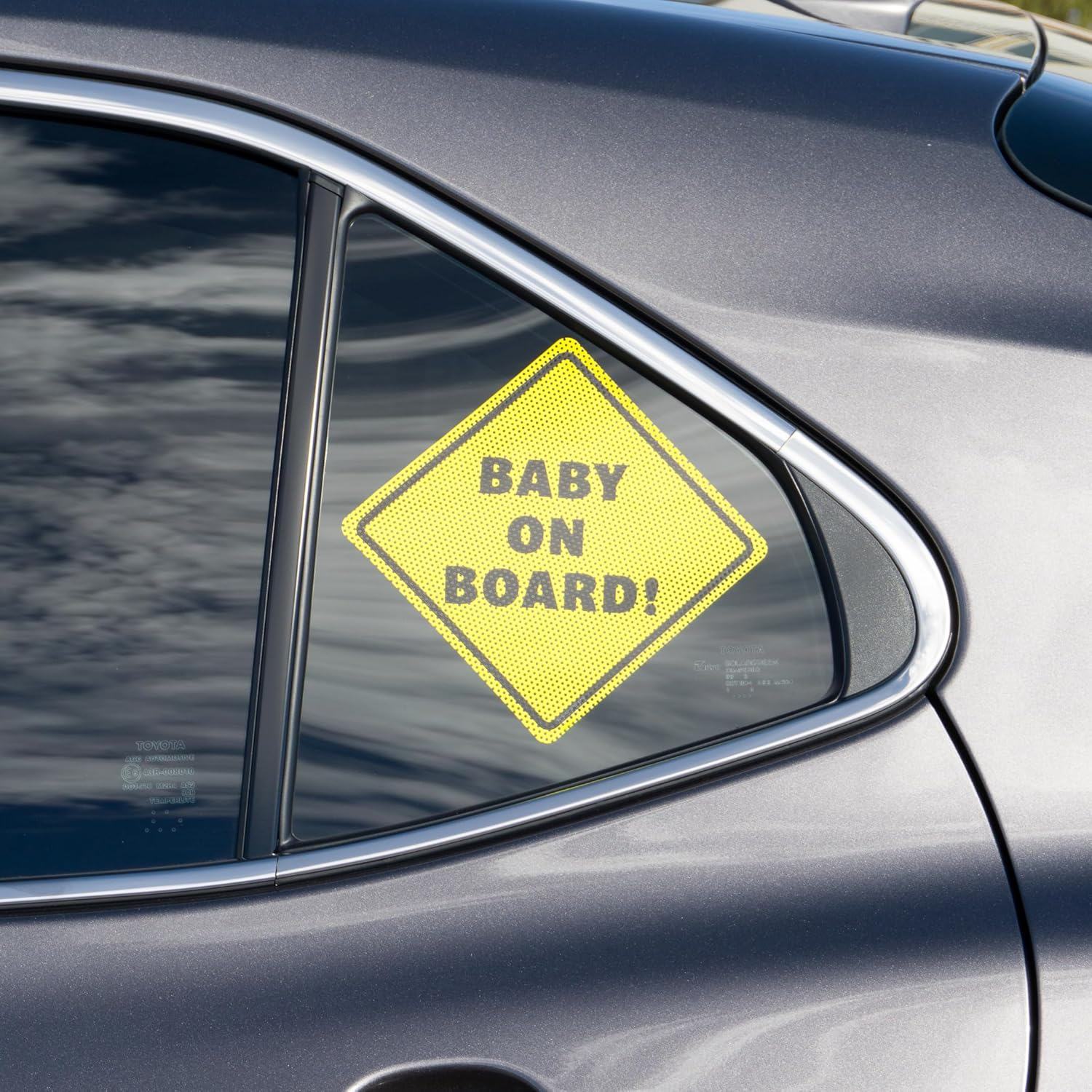 Baby on Board Sticker Sign - Essential for Cars - 2 Pack, 5.5" by 5.5" - Bright Yellow and See-Through on Window - Best Safety Signs - No Need for Suction Cup or Magnet - Durable and Strong Adhesive image number 6