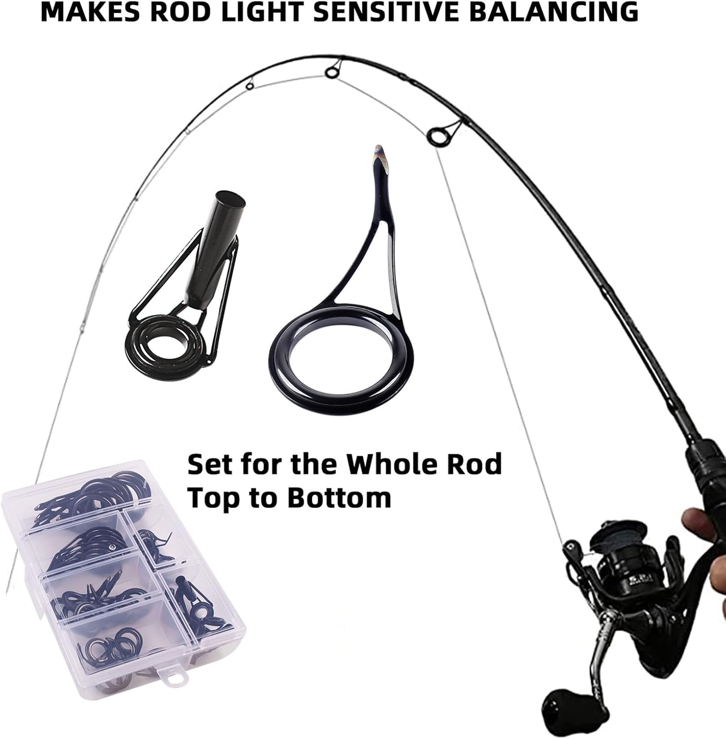 35Pcs Fishing Rod Repair Kit Ceramic High Carbon Steel Fishing Rod Guides image number 6