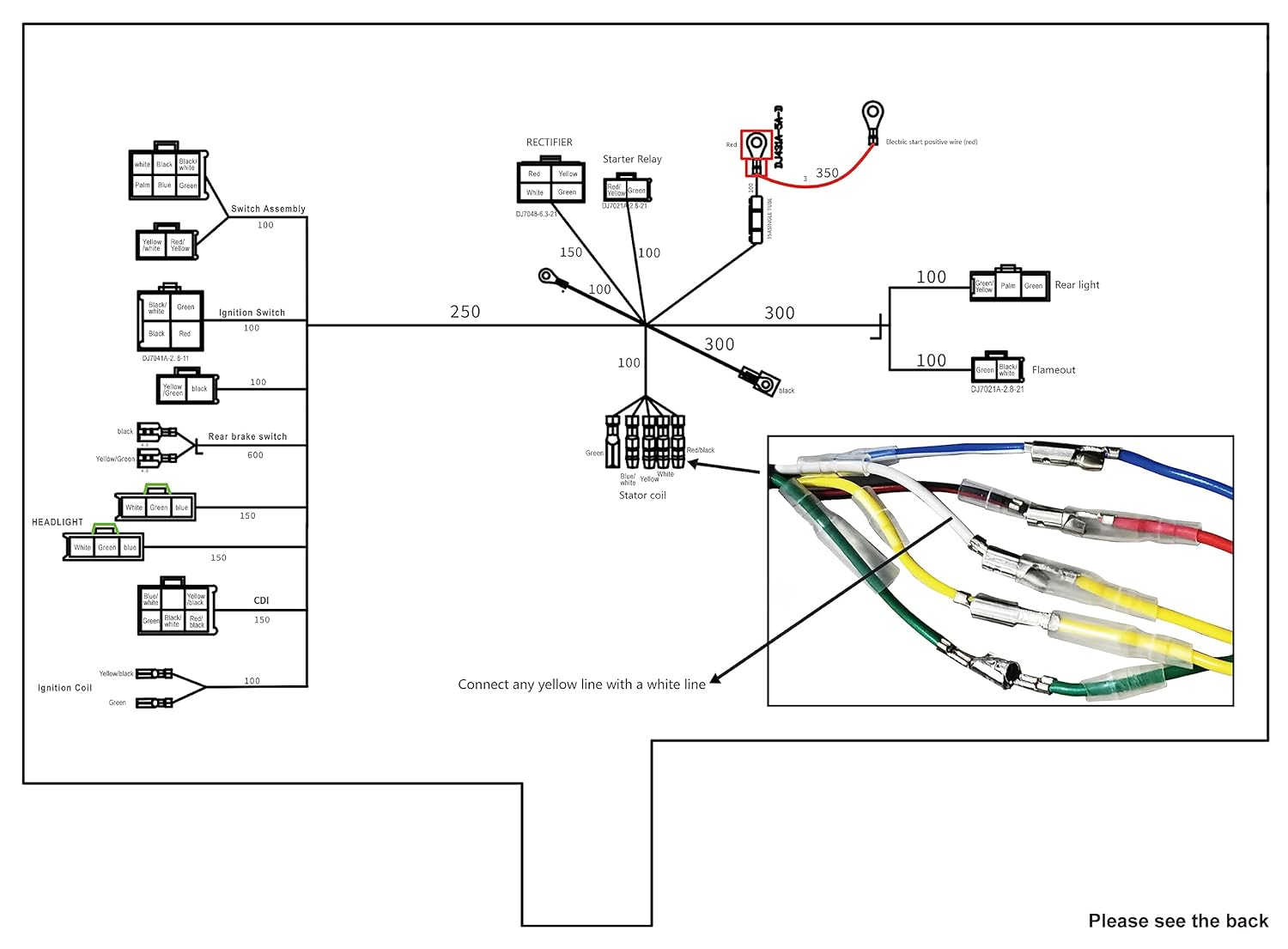 Complete Electrics Wiring Harness Coil Stator Solenoid Relay CDI Spark Plug for 4 Wheelers Stroke ATV 50Cc 70Cc 90Cc 110Cc 125Cc Go Kart Pit Quad Dirt Buggy Bike Parts By image number 1