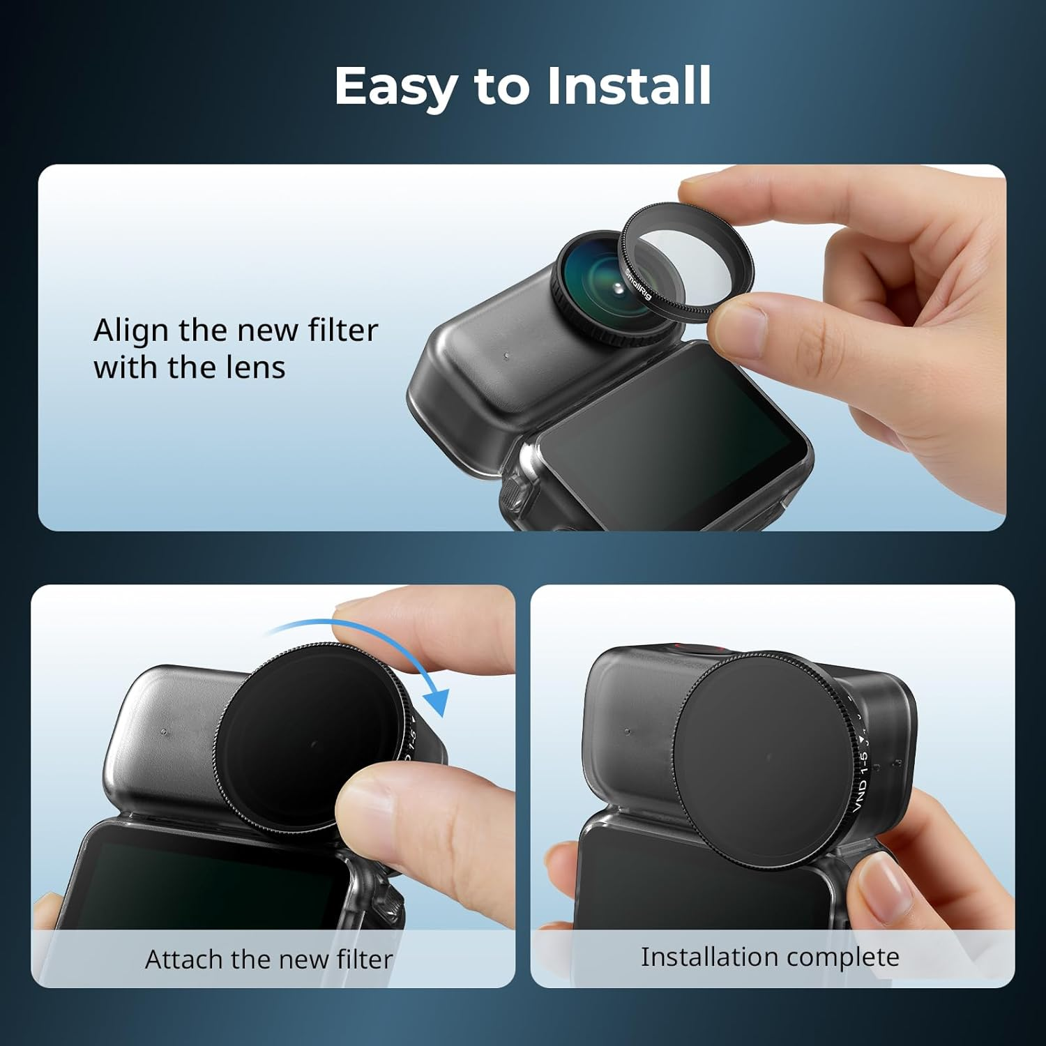 Smallrig VND 1-5 Stop Filter for DJI Osmo Nano,Variable ND2-ND32 Filter,Adjustable ND Filter,Multicoated HD Optical Glass,Complete Package with Cleaning Cloth & Storage Case - 5788 image number 3