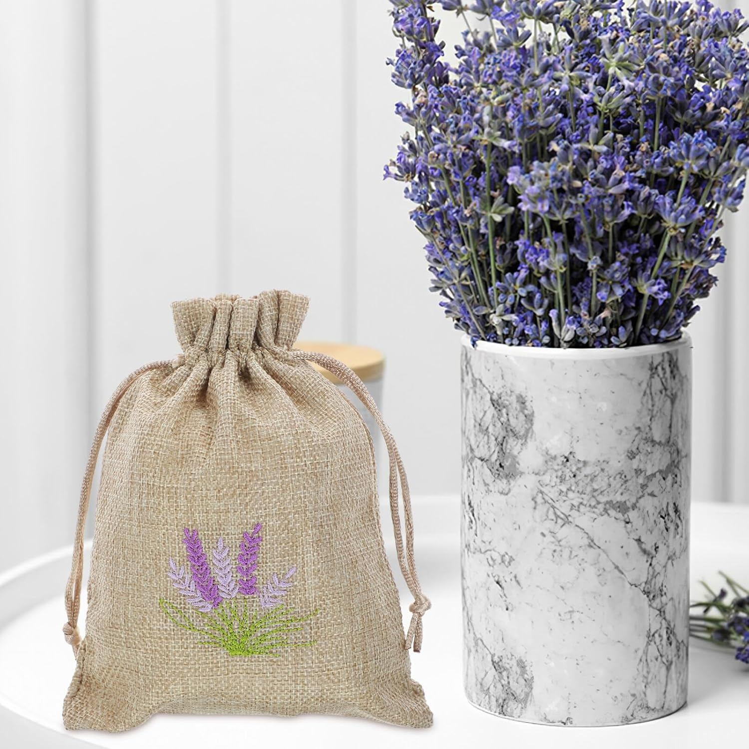 Luxshiny 10Pcs Lavender Sachet Bags Drawstring Empty Fragrance Pouches Multi-Functional Candy Packaging for Party Favors and Home Decor image number 1