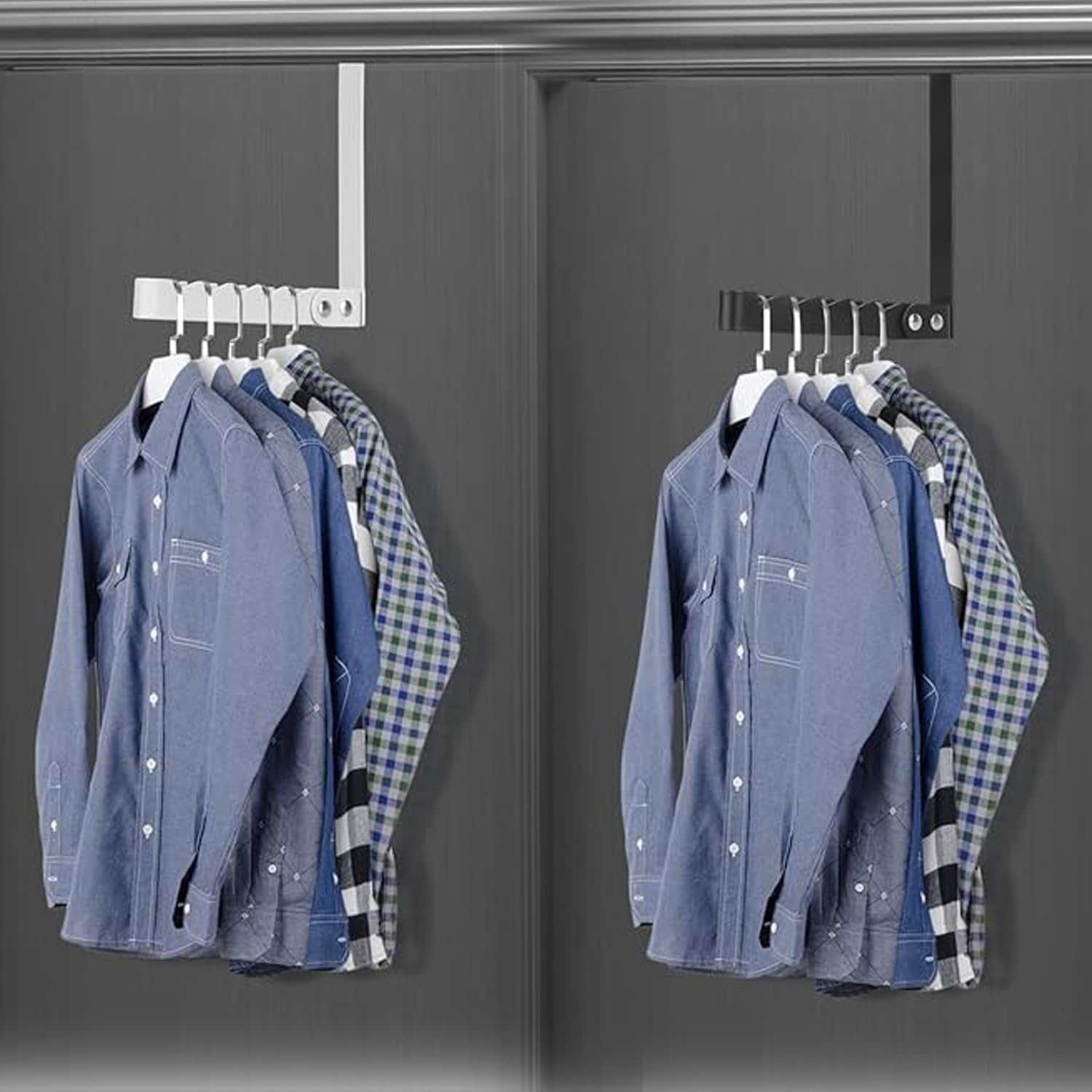 1 Pack Collapsible Folding over the Door Organizer Rack Space Saving Hanging Storage Hanger for Clothes, Coats, Towels for Bedroom Bathroom (1, Black) image number 5