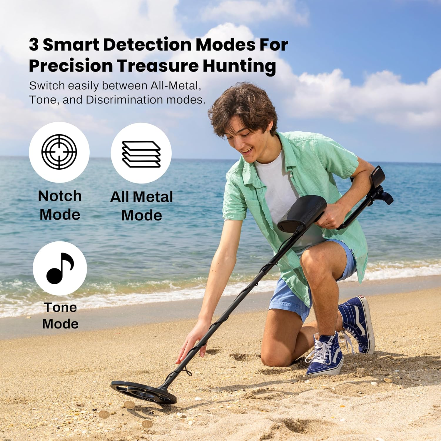 Bounty Hunter TK4 Tracker IV Metal Detector &ndash; All-Terrain Gold, Silver, Coin & Relic Finder with 8" Waterproof Coil, 3 Detection Modes &ndash; for Adults & Kids &ndash; Made in USA image number 1