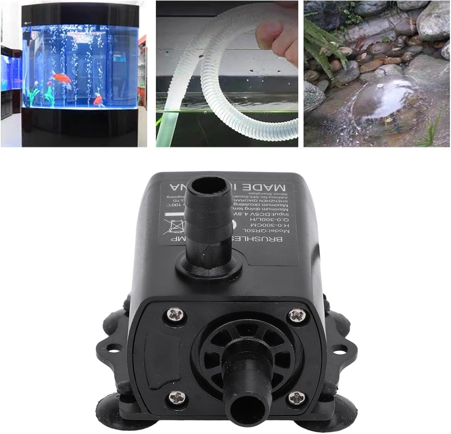 Fountain Water Pump, 300L H Submersible Aquarium Pump with Adjustment Detachable Design and LED Indicators for Pond Fish Tank image number 3