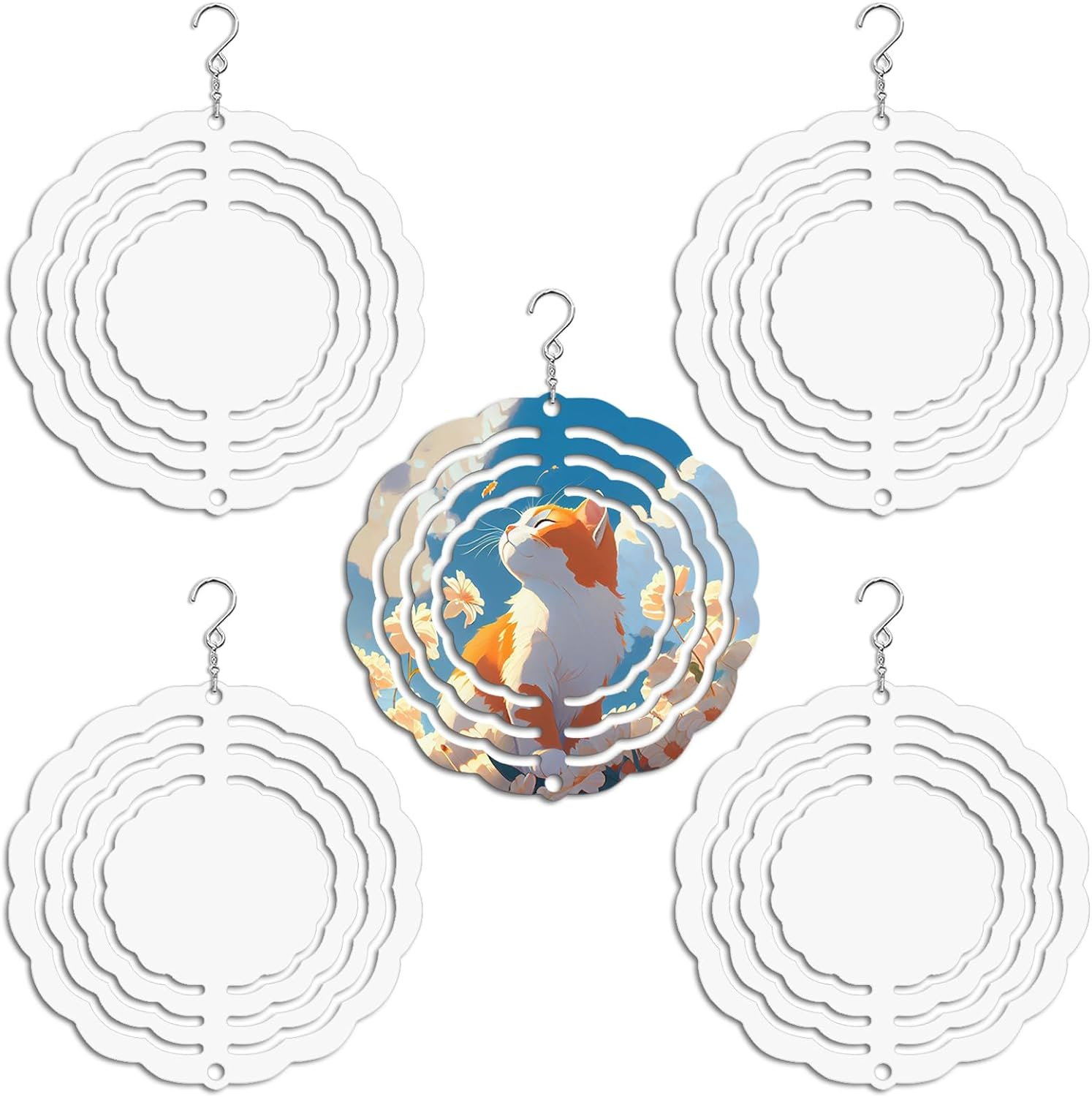 10 Pack 8 Inch Sublimation Wind Spinner Blanks,Wind Spinners Sublimation Blanks 3D Aluminum Metal Wind Spinners for Yard and Garden Indoor Outdoor Window Porch Decoration round (10 Pcs 8 Inch)