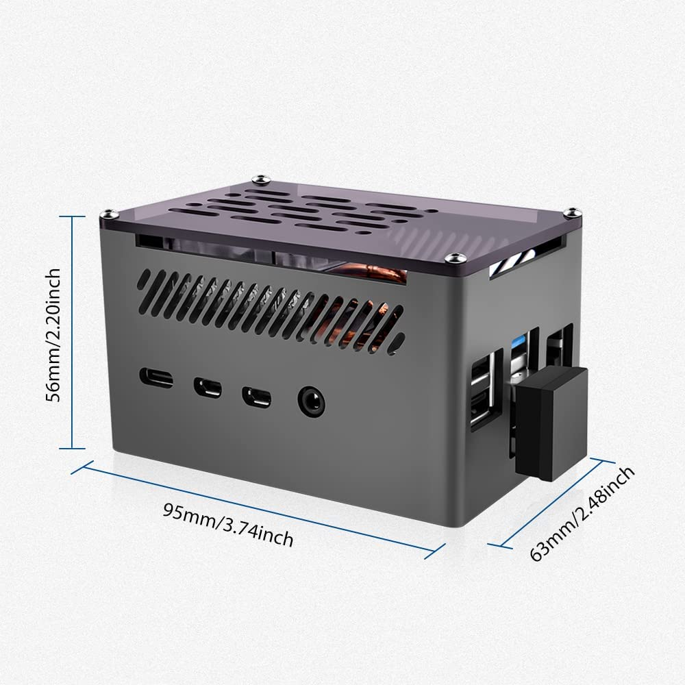 Geeekpi Raspberry Pi 4 Aluminium NAS Case with ICE Tower Cooler and M.2 SATA SSD Adapter Board image number 5