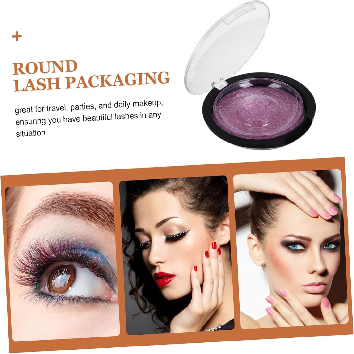 5Pcs Pink Plastic Glitter Clear False Eyelash Storage Cases for Women