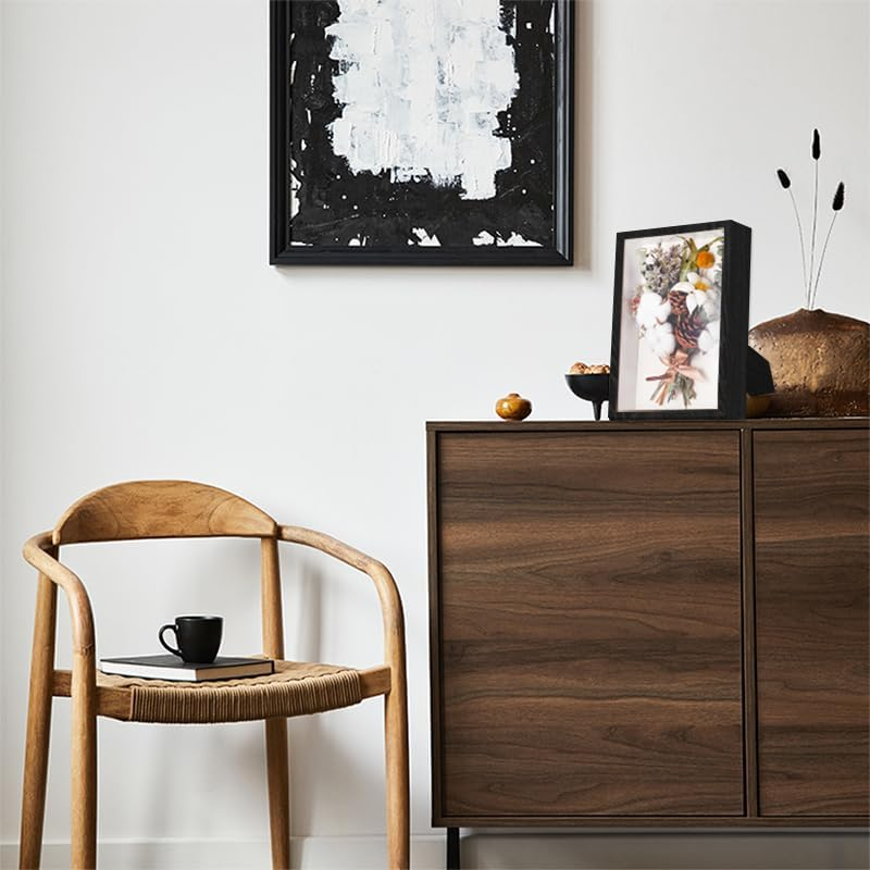 Box Frame, Flower Frame, 3D Picture Frame, Box Picture Frame for Dried Flowers, Crafts, Photos, Money, and Stamps. Great as a Gift for Friends or as Room Decor (Black) image number 2