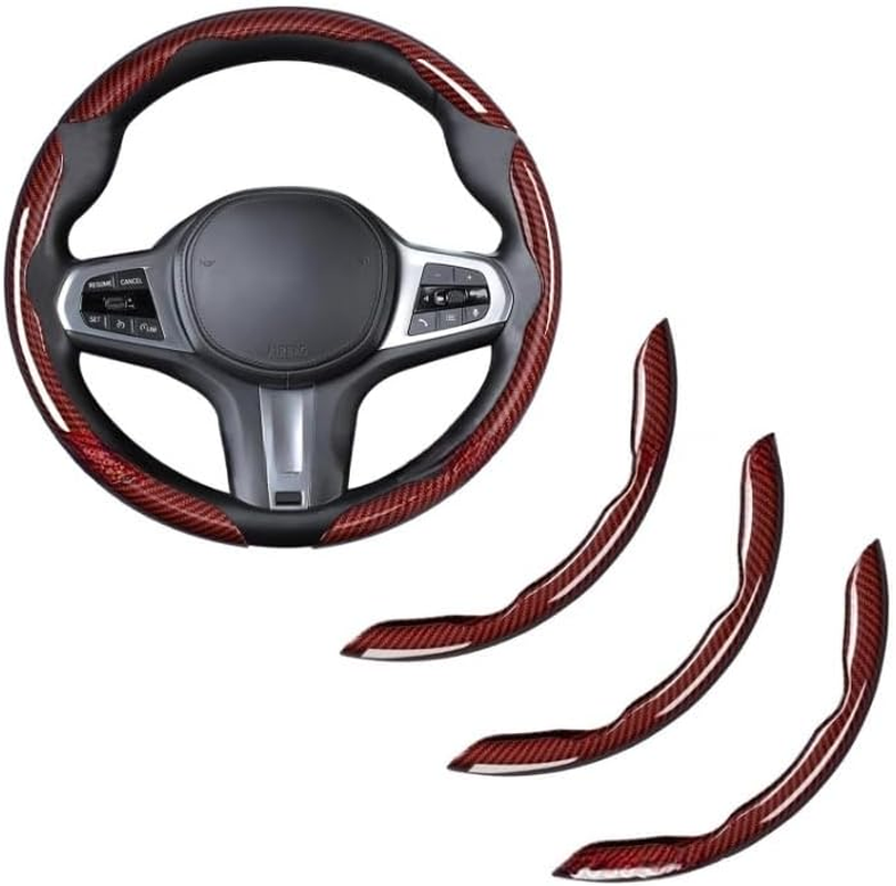 JZS 3 Piece Carbon Fiber Steering Wheel Cover anti Slip Snap on Grip for 15 Inch Universal Car Matte Black