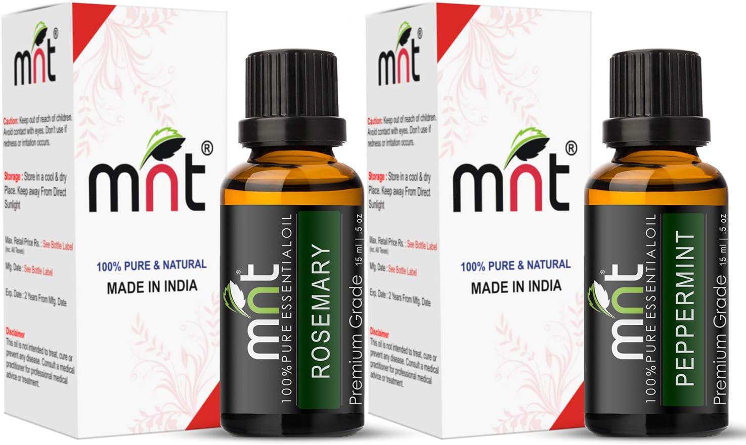 MNT Combo of Rosemary Oil and Peppermint Oil for Hair Growth, Skin Care (Each 15ML) - 100% Pure Natural Oil image number 2
