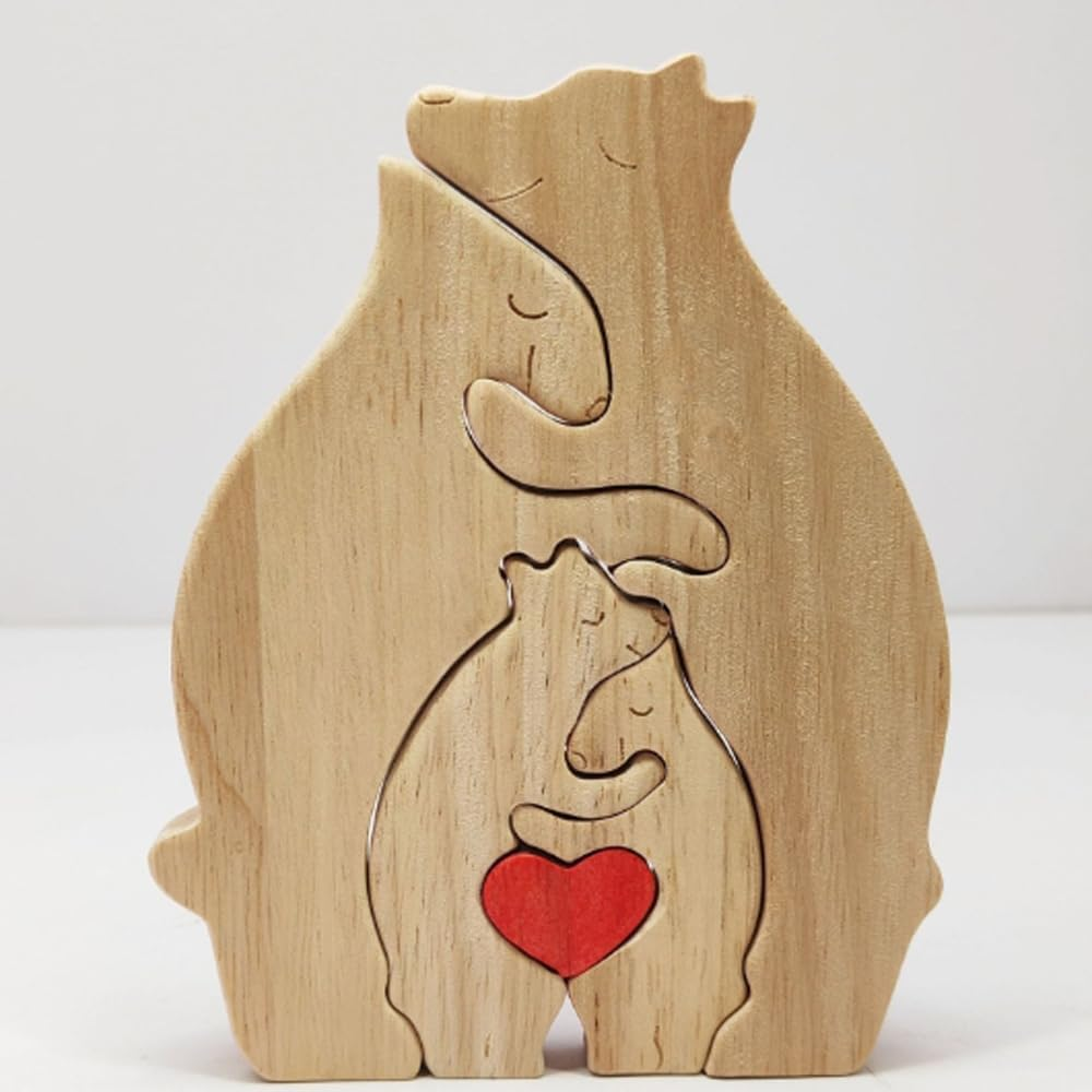 Personalized Wooden Puzzle With,Wood Love Animal Puzzle Decoration,4 Hug Wooden Bear,For Home Decor and Thoughtful Gifts, (Birthday,Christmas, Anniversary Mother Day,Father Day) image number 6