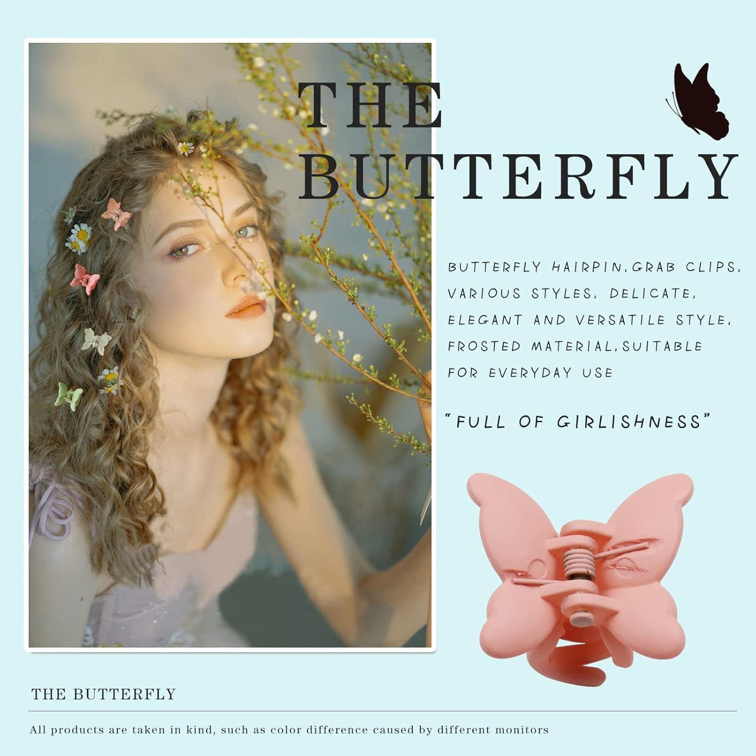 Kavya Butterfly Hair Clip Small, Pack of 12 Hair Clips Women'S Matte Transparent Hair Clip Butterfly Hair Accessories Girls Butterfly Hair Clips for Women image number 5