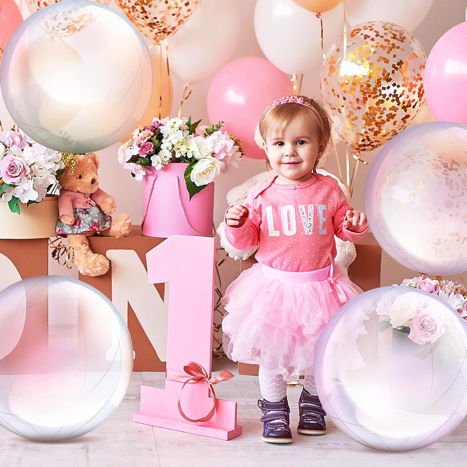 Hungdao 12 Pieces Inflatable Clear Beach Ball Bulk 16 Inch Transparent Bubbling Cauldron Ornament Ball for Ocean under the Sea Hawaii Halloween Party DIY Favors Decorations image number 4