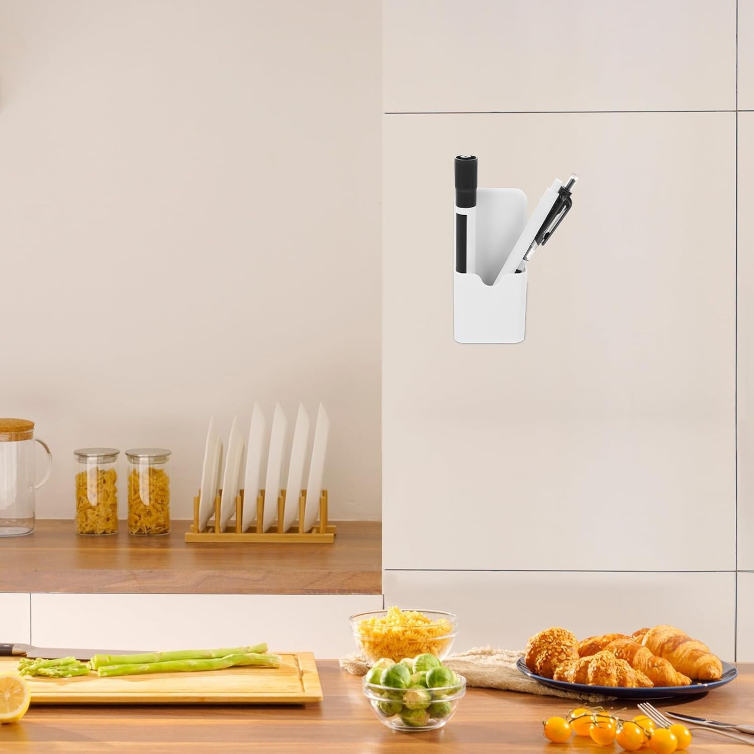 Totority 4Pcs Magnetic Marker Holder Set, White Plastic Magnetic Storage Box for Whiteboard Pens, Dry Erase Pen Container Organizer for Office, School, Refrigerator, and Home Use image number 6