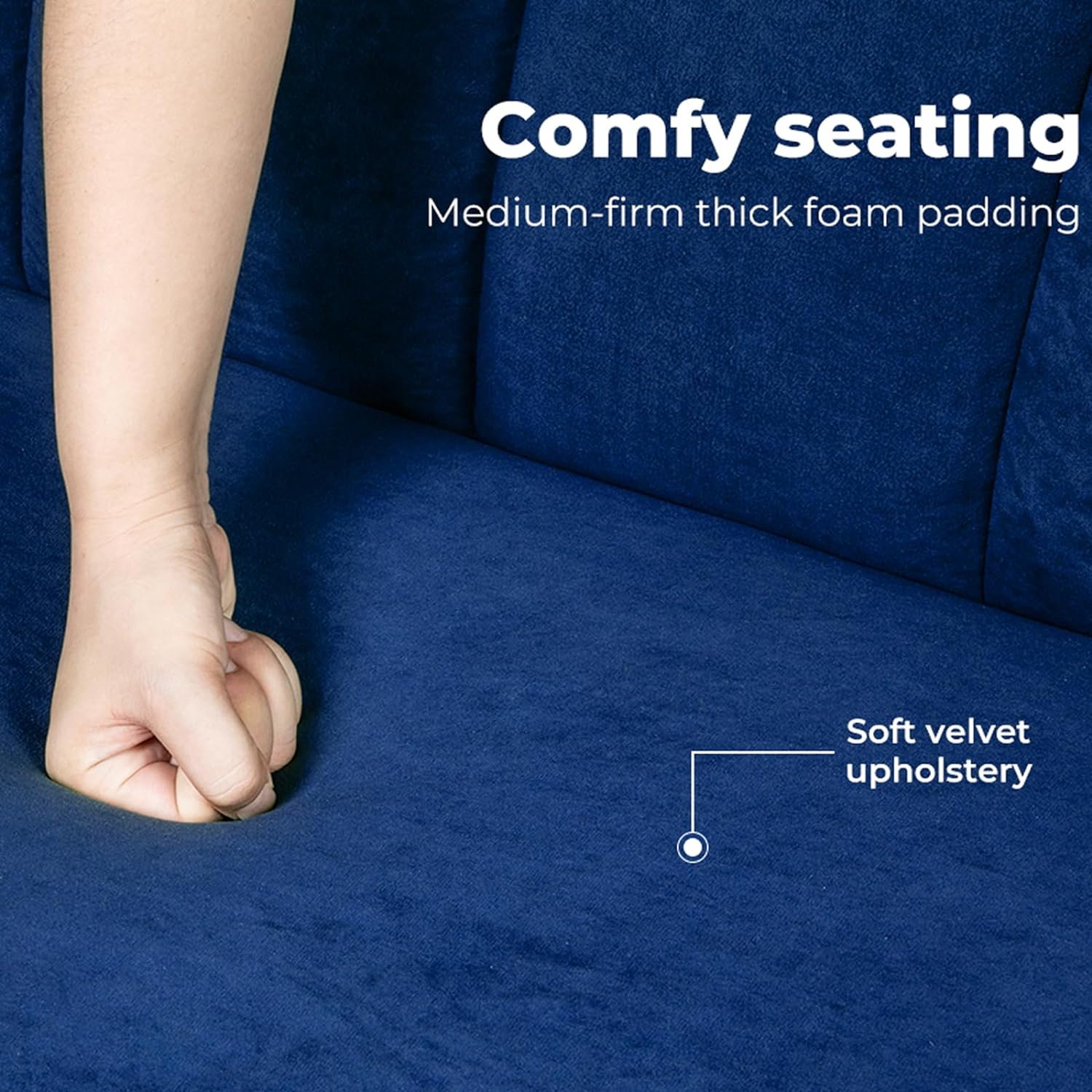 LEVEDE 3 Seater Sofa Bed Convertible, Velvet Loveseat Sofa Couch, Recliner Sofa Lounge with 3 Adjustable Backrest Positions, Spare Bed for Guest, Load up to 220Kg (197Cm, Blue) image number 1