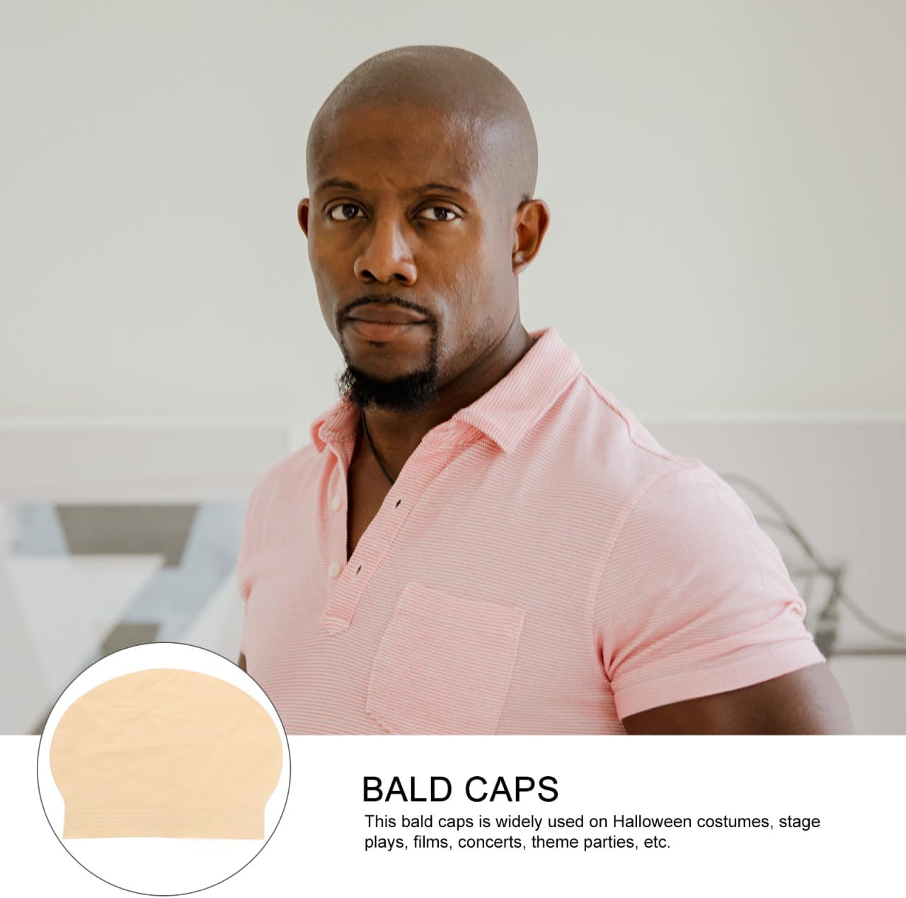 Homoyoyo Latex Bald Cap for Costumes - Nude Wig Costume Accessory - Professional Bald Head Cover for Halloween Makeup Ideal for Adults and Cosplay