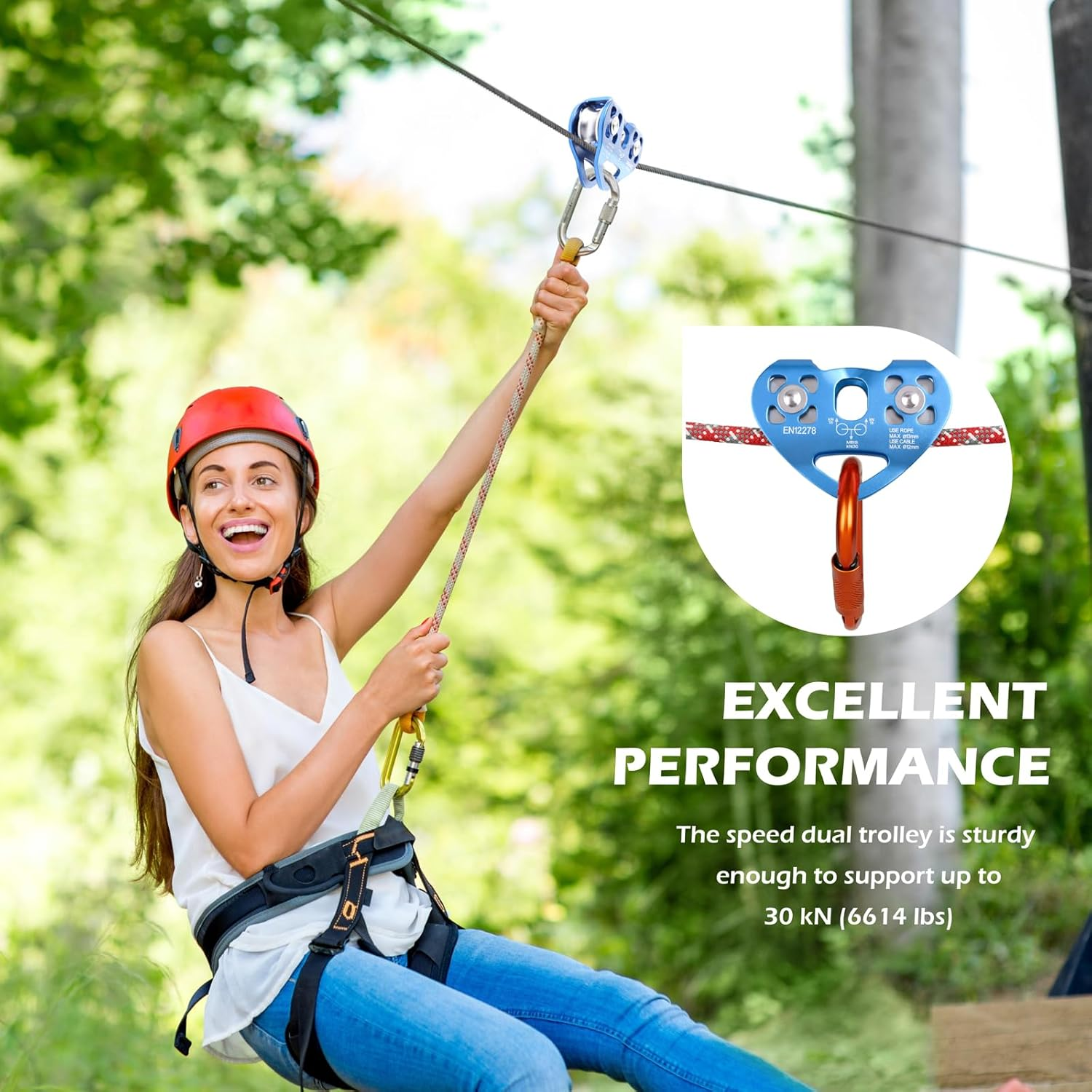 TRIWONDER 20Kn Climbing Pulley Rescue Pulley Single Sheave Aluminum Fixed Eye Rock Rope Pulley - 02 Grey - 30Kn image number 5