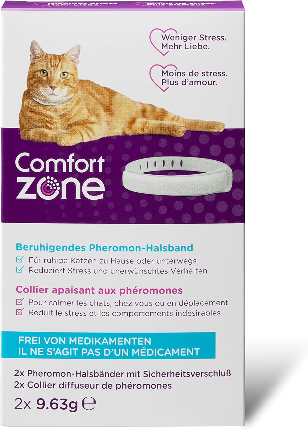 Pheromone Calming Collar for Cats Helps Them Feel Safe and Satisfied, Be Calm and Reduce Stress, Anxiety and Unwanted Behavior, Pack of 2 Collars