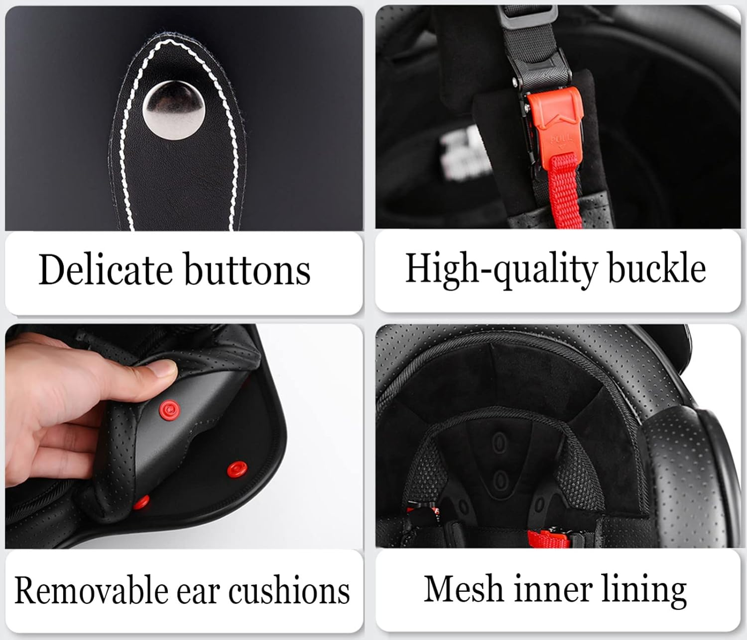 3/4 Open Face Motorcycle Helmet Retro Jet Motorbike Protective Helmet DOT Certified Half-Covered Helmet for Men Women Scooters Outdoor Off-Road ATV Matte Black,Xxl image number 3