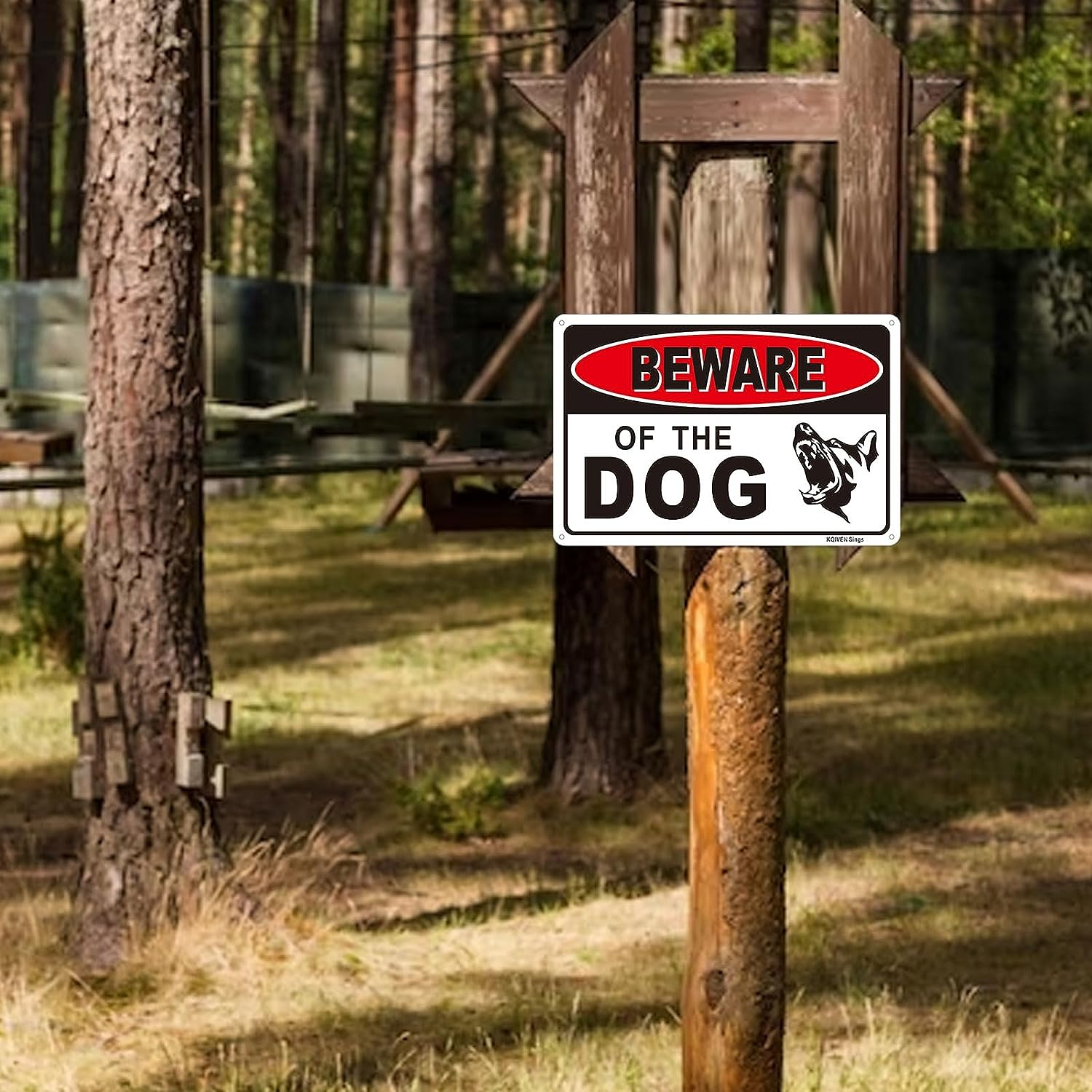 2 Pack 7.87 X 11.8Inches Dogs in Yard Please Close the Gate Sign, Reflective Metal Signs Aluminum Sign Pre-Drilled Holes for Easy Mounting for Fence Door or Gate image number 1