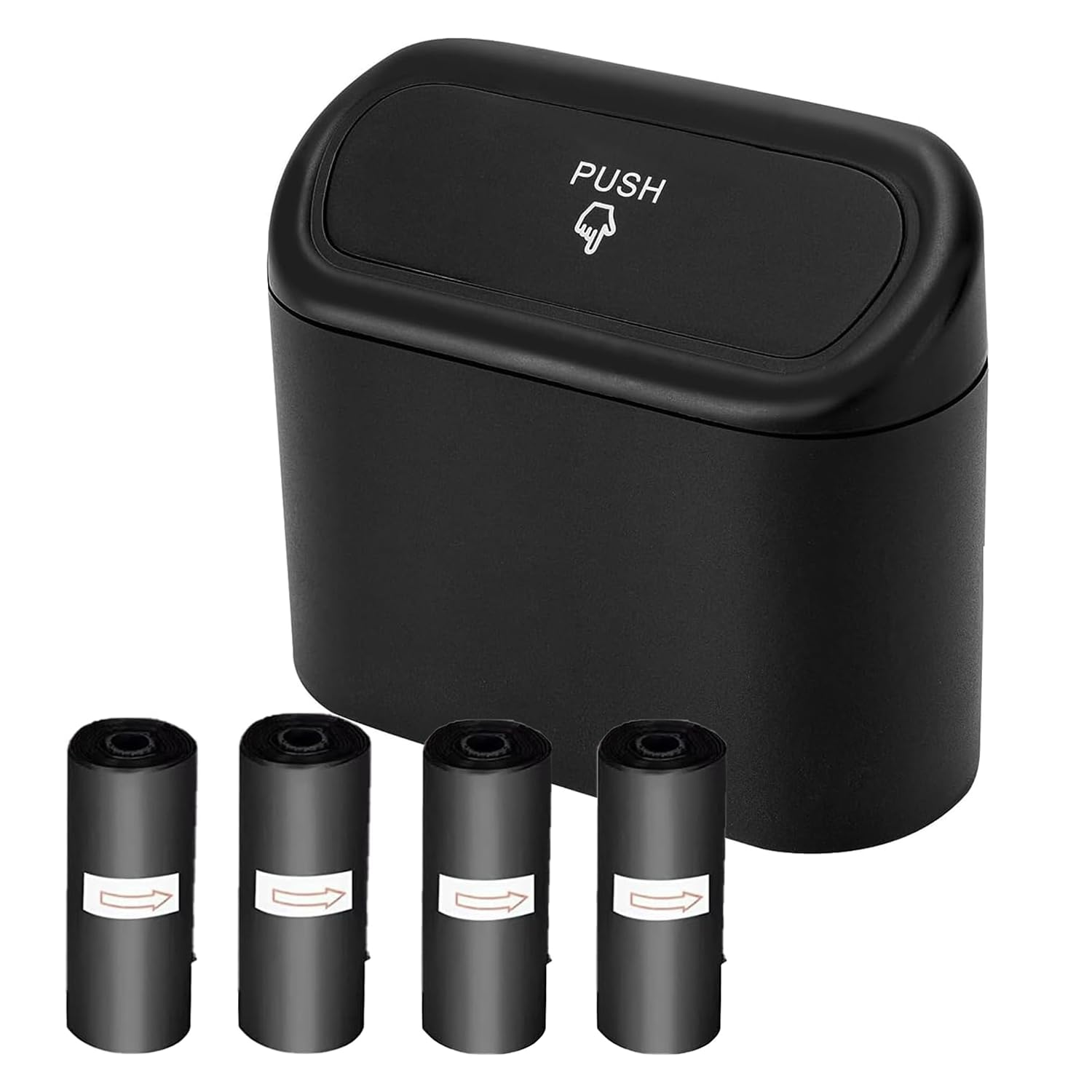 Car Trash Can, Car Trash Bin with Lid, Hanging Mini Vehicle Trash Bin with 60 Car Trash Bags, Car Dustbin Garbage Organizer, Bin Trash Container for Auto Cars, Home, Office（Black） image number 6