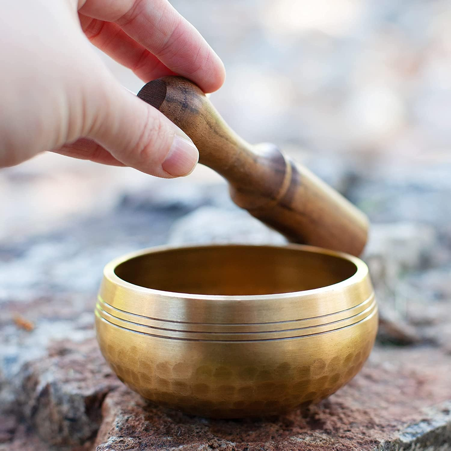 Tibetan Singing Bowl Set - Easy to Play for Beginners - Authentic Handcrafted Mindfulness Meditation Holistic Sound 7 Chakra Healing Gift by Himalayan Bazaar (3") image number 1