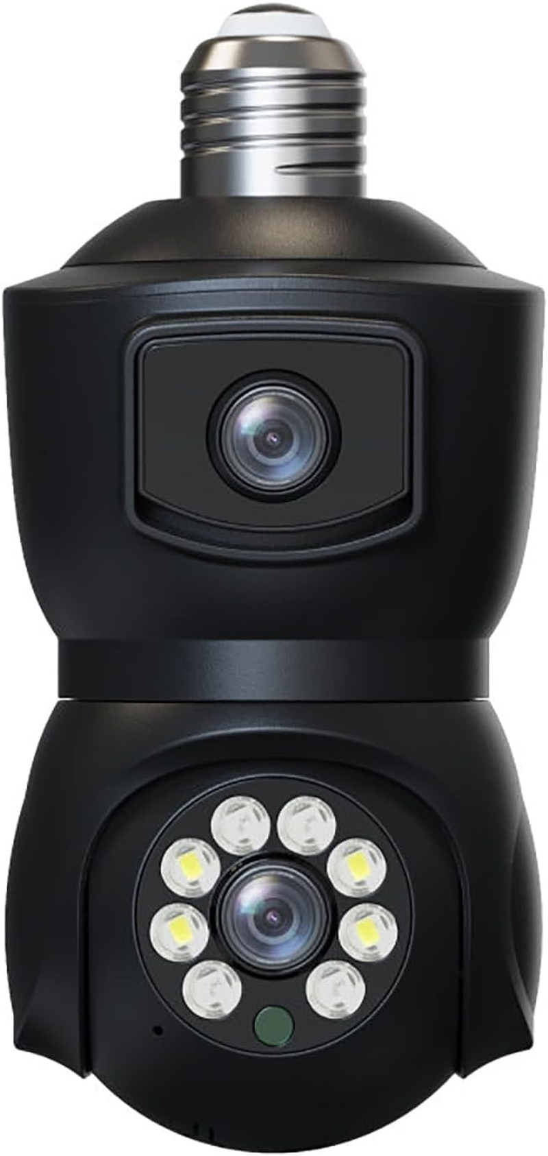 Wifi Dual Lens Security Light Bulb Camera,360&deg;Anoramic Humanoid Tracking Night Vision Motion Detection Cloud Storage IP Surveillance (Black)