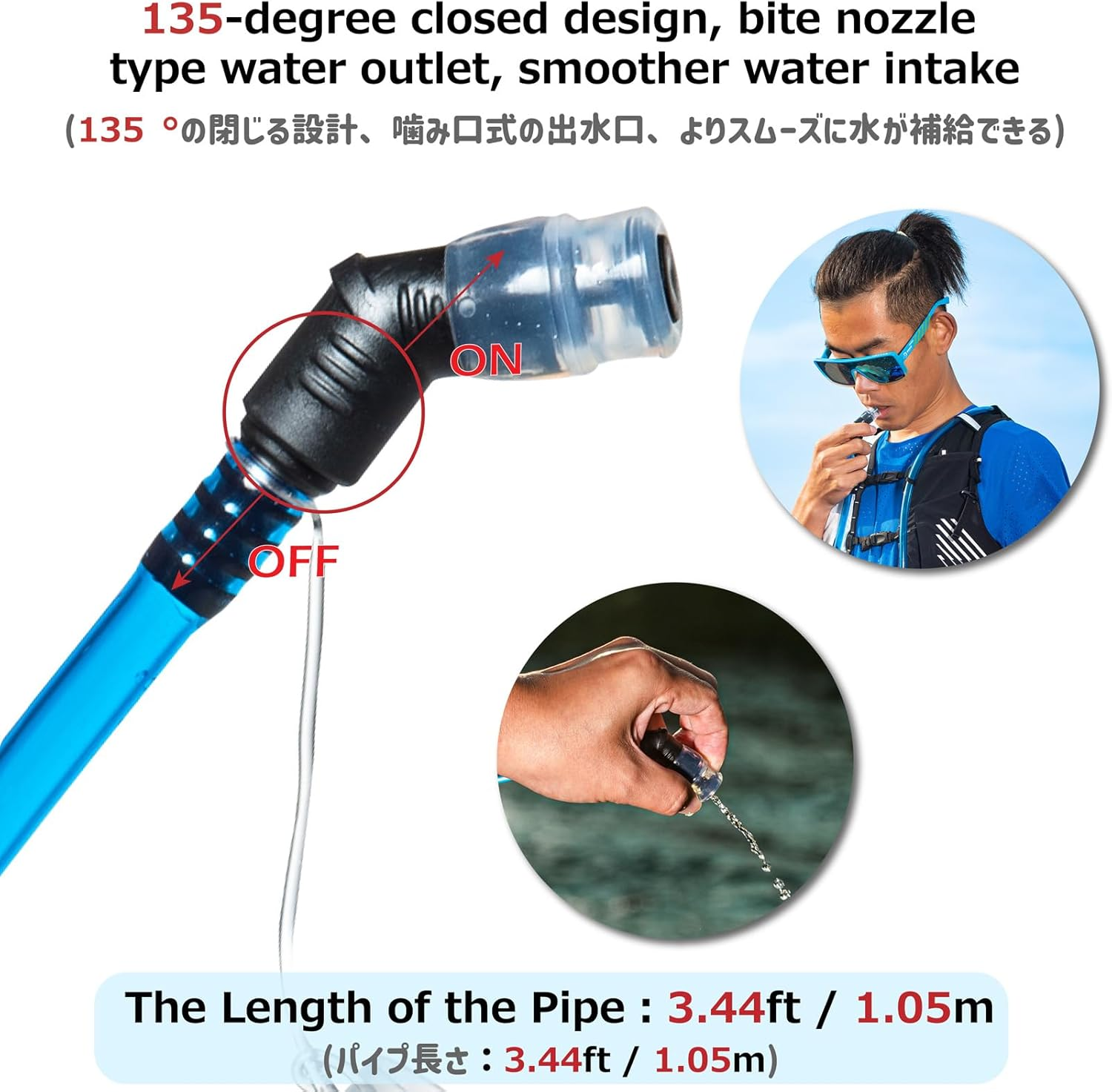 Azarxis Hydration Bladder, 1.5L, 2L, 3L Water Container, Hydration System Water Bag for Hiking Camping Hydration Backpack (Blue - 3L)