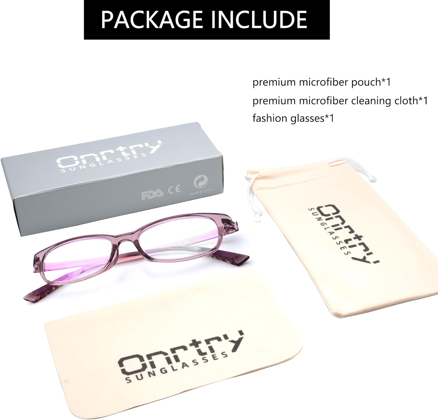 Onrtry Fake Clear Glasses Non  Eyeglasses Rectangular Frame Eyewear - A1 Bright Black image number 2