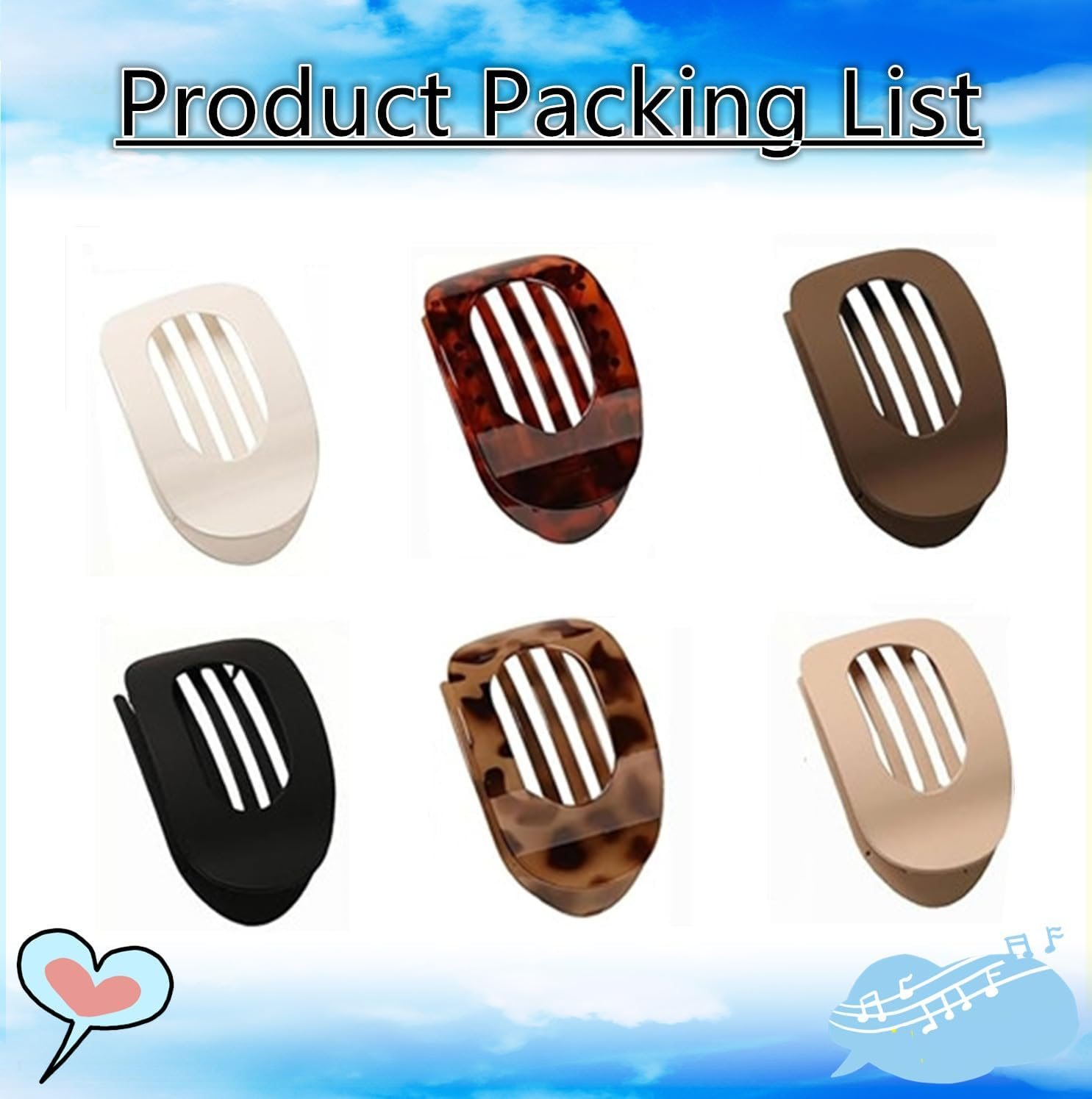 6 PCS Flat Hair Clips, French Design Flat Hair Claws for Women Girls, Medium Classic Hair Barrettes for Thick Thin Hair Comfortable Curved Flat Clips,For Lying Driving and More image number 6