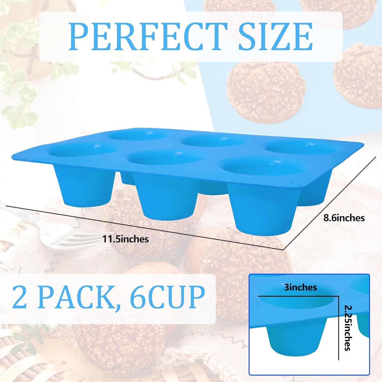 Sidosir Popover Pan for Baking - Professional Extra Deep Silicone Popover Molds, Non-Stick, Easy to Clean, Grade Materials(2Pcs)