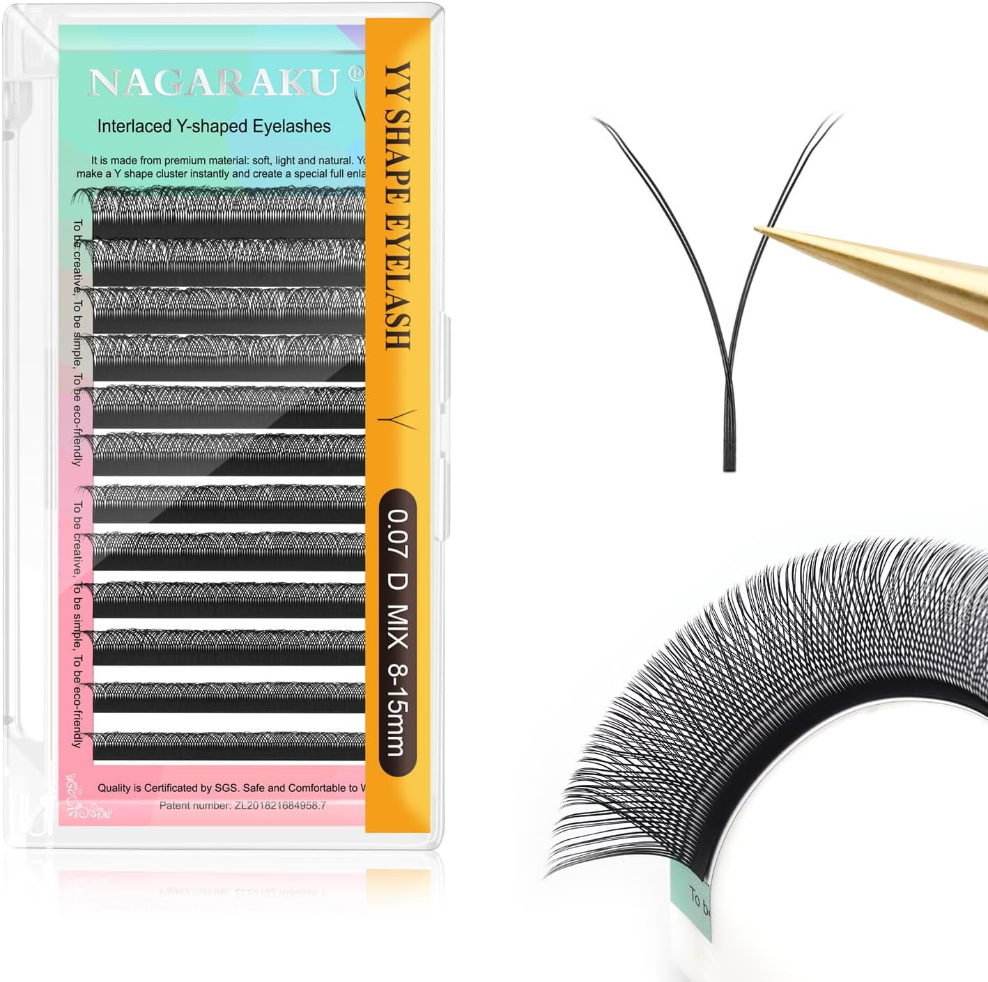 NAGARAKU YY Eyelash Extensions Supplies Y Lash Premade 4D Easy Fan Russian Volume Cluster Faux Mink Matte 12 Rows Pre Fanned Wispies Crisscross Eye Lashes(0.07Mm D Curl 8-15Mm Mix Tray) image number 2