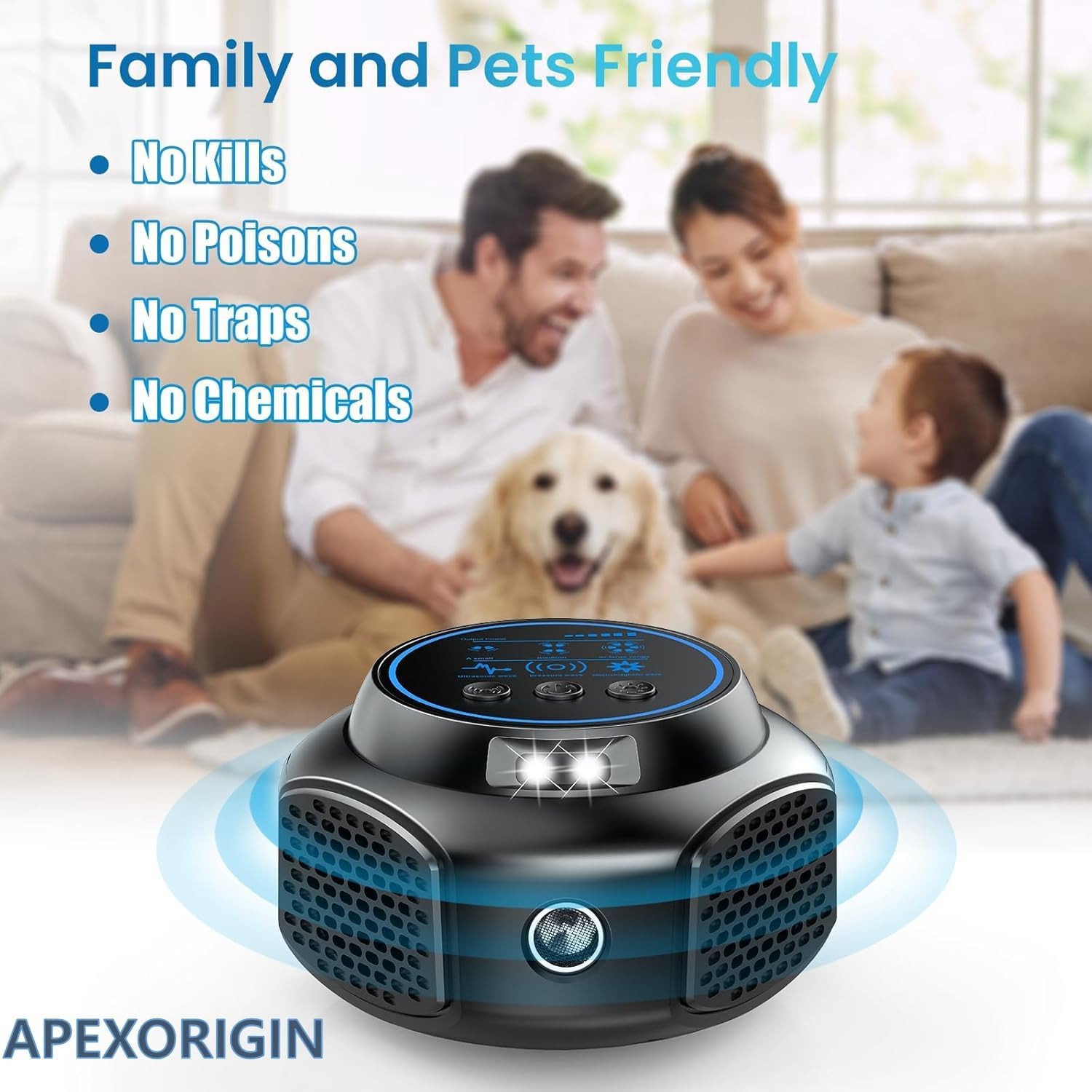 APEXORIGIN Ultrasonic Pest Repeller Plug In,Rodent Repellent Ultrasonic Plug in for Mouse, Mice, Rat, Squirrel, Roach, Ant, Mosquito, Spider, Bug, Rodent Control for Home, Attic,Garage, Kitchen(Black) image number 1