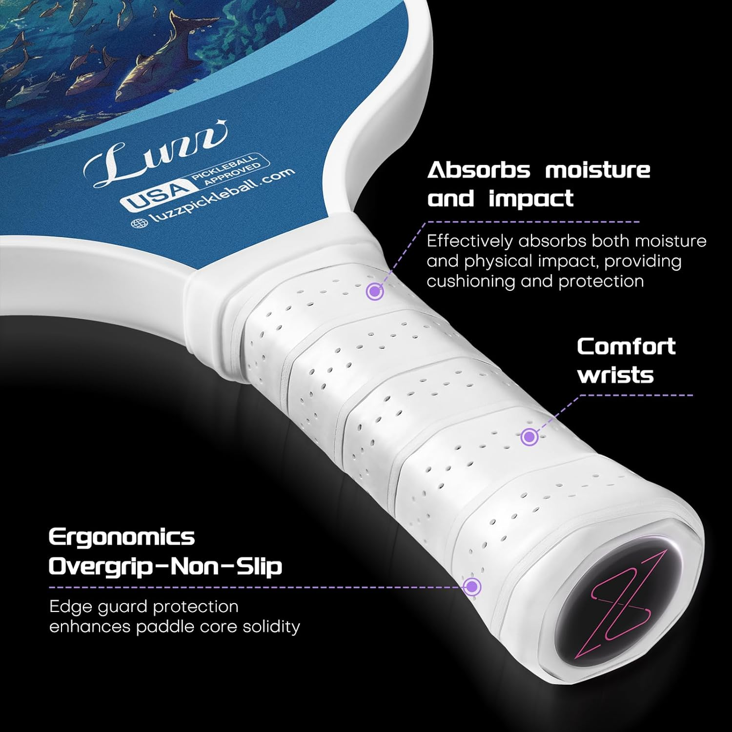 Luzz Pickleball Paddle Set of 2, USAPA T700 Carbon Fiber Pickleball Paddles Set Includes 4 Pickleballs &1 Bag,Lightweight 2 Pack Pickle Ball Paddles,Sandblasted Surface image number 5