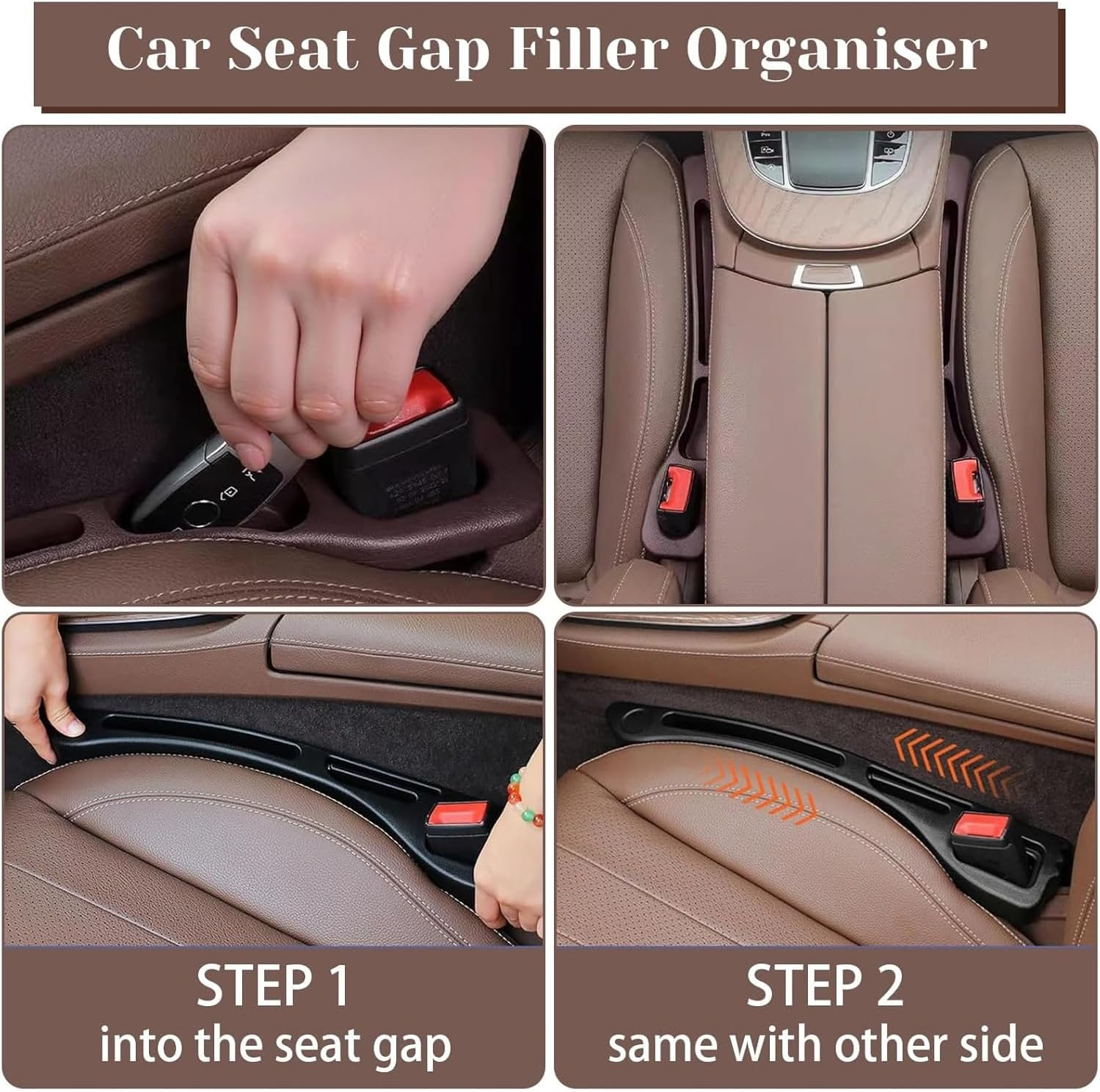 Car Seat Gap Filler Organizer, Car Gap Filler Organizer, Car Side Seat Gap Filler, Vehicle-Mounted Gap Leak-Proof Filling Strip, Universal Car Seat Gap Filler for Car SUV Truck (Black, 1 Pair) image number 5