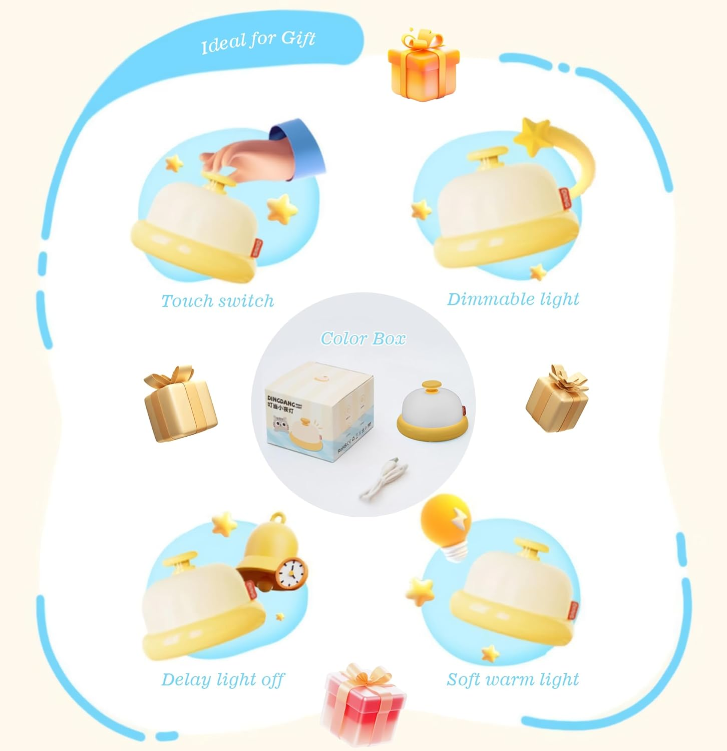 Night Light, Rechargeable & Auto-Off Bedside Lamp, Infinitely Dimmable with Gentle Glow for Kids, Baby & Toddler Nursery image number 2