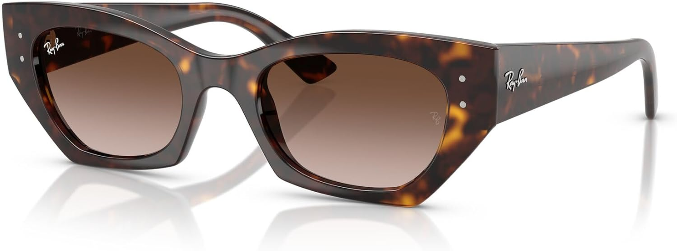 RAY-BAN Zena Non Polarised Sunglasses, 0RB4430, Havana & Gradient Brown, 49Mm image number 4