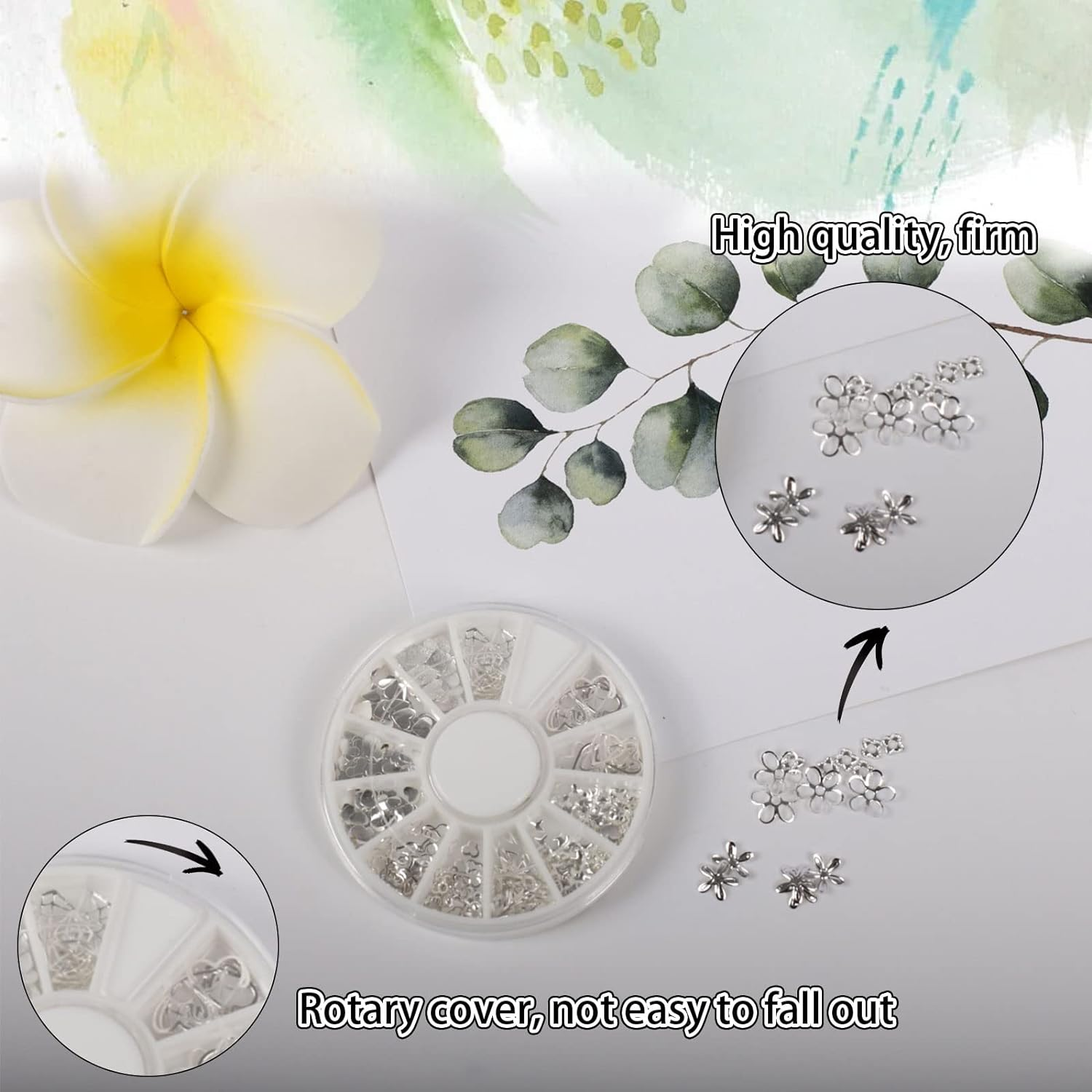 Silver Nail Charms 3D Nail Art Accessories Metal Nail Charms for Acrylic Nails, Hollow Heart Nail Charms 3D Nail Art Decoration with Nail Packaging Boxes(3 Boxes)，Diy Nail Stuff for Nail Techs image number 1