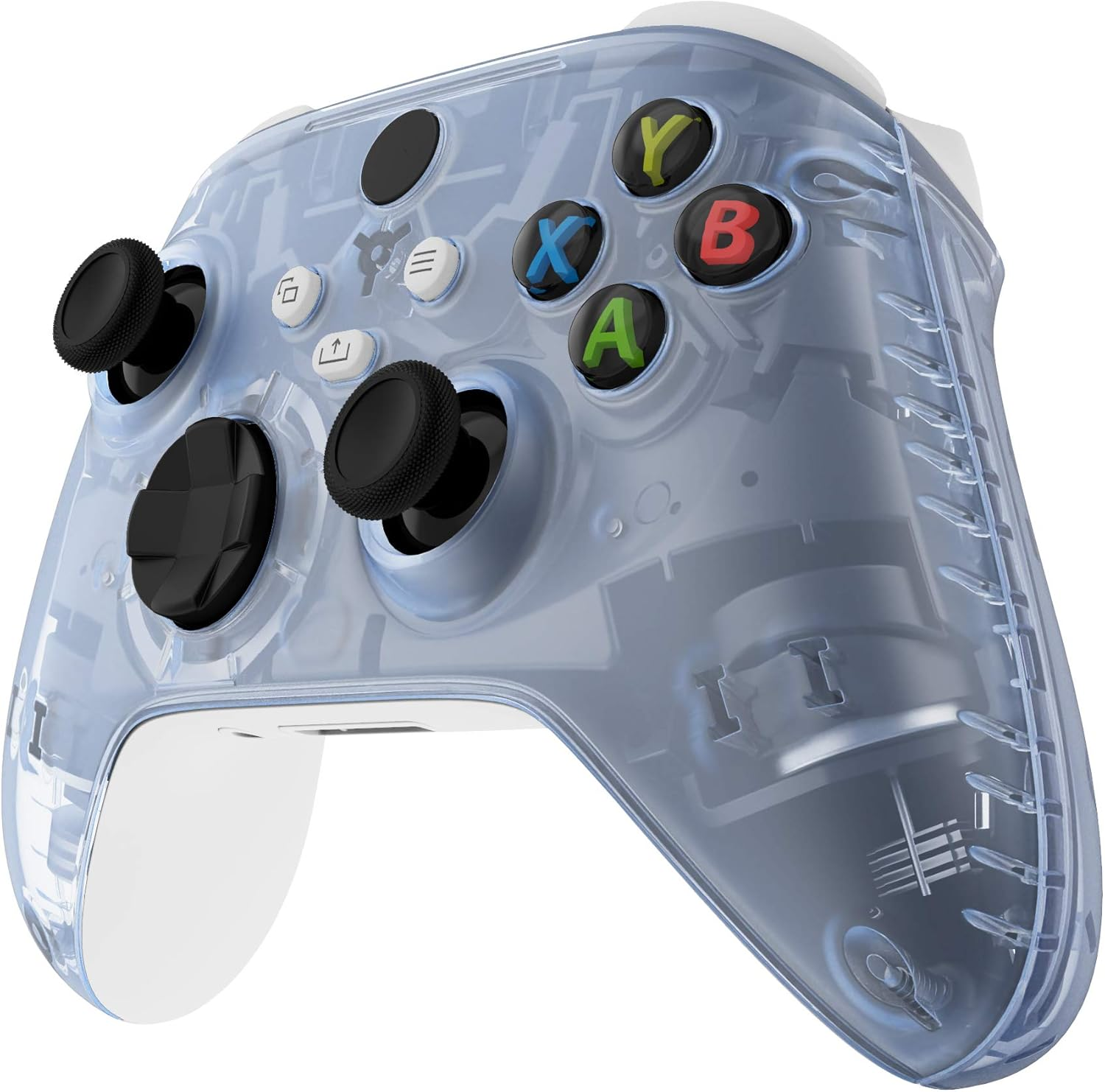 Extremerate Glacier Blue Replacement Handles Shell for Xbox Series X Controller, Custom Side Rails Panels Front Housing Shell Faceplate for Xbox Series S Controller - Controller NOT Included - Clear image number 4