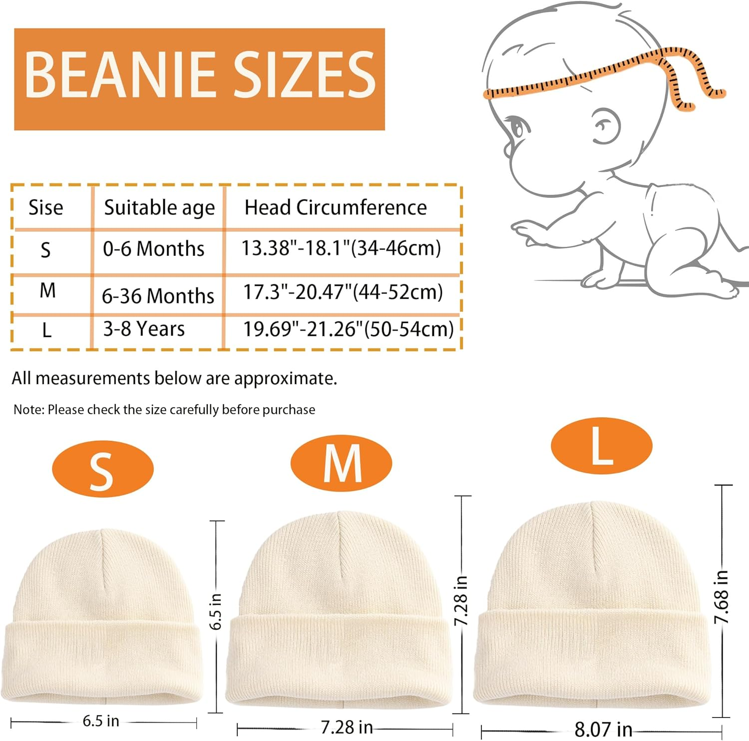 Vidsel 100% Cotton Toddler Beanie Hats for Baby Boys Girls Kids Infant Winter Hat Soft Warm Knit Cuffed Caps image number 3