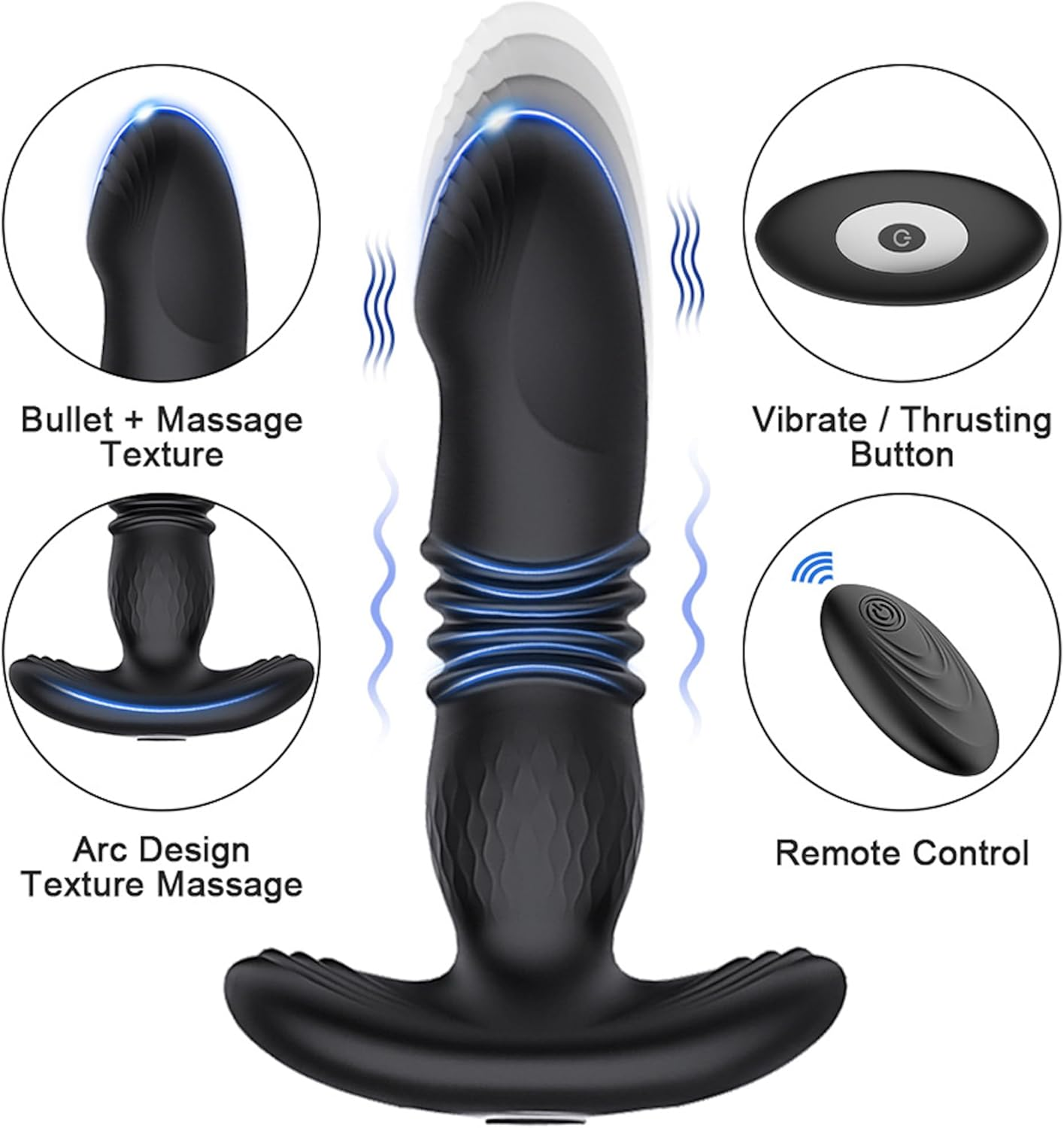 10 Thrusting Modes Stretching Tool with Automated Mechanism Men'S Training Extender, Plug Extender Docking Silicone Back Field Tail Massager, Bodybuilding Toys Portable Prostata Massaging