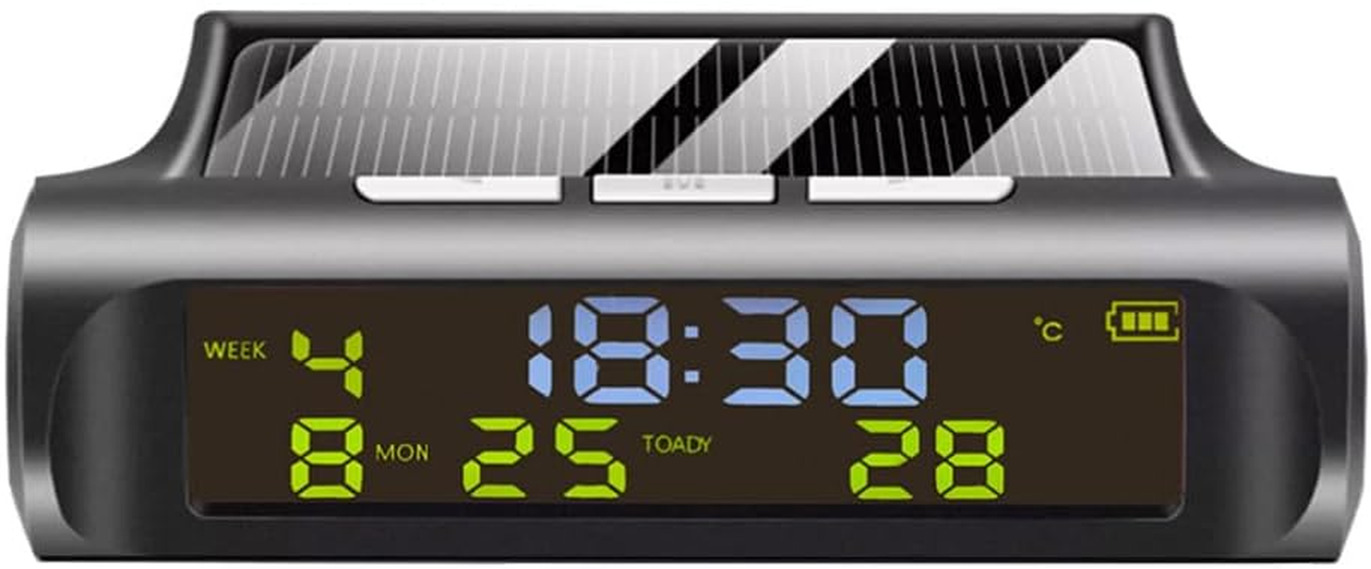 Iplusmile Car Digital LCD Clock, Solar Powered Portable Auto Truck Dashboard Clock with Time Date Temperature LCD Display, Luminous Auto 3-In-1 Digital Car Watch image number 4