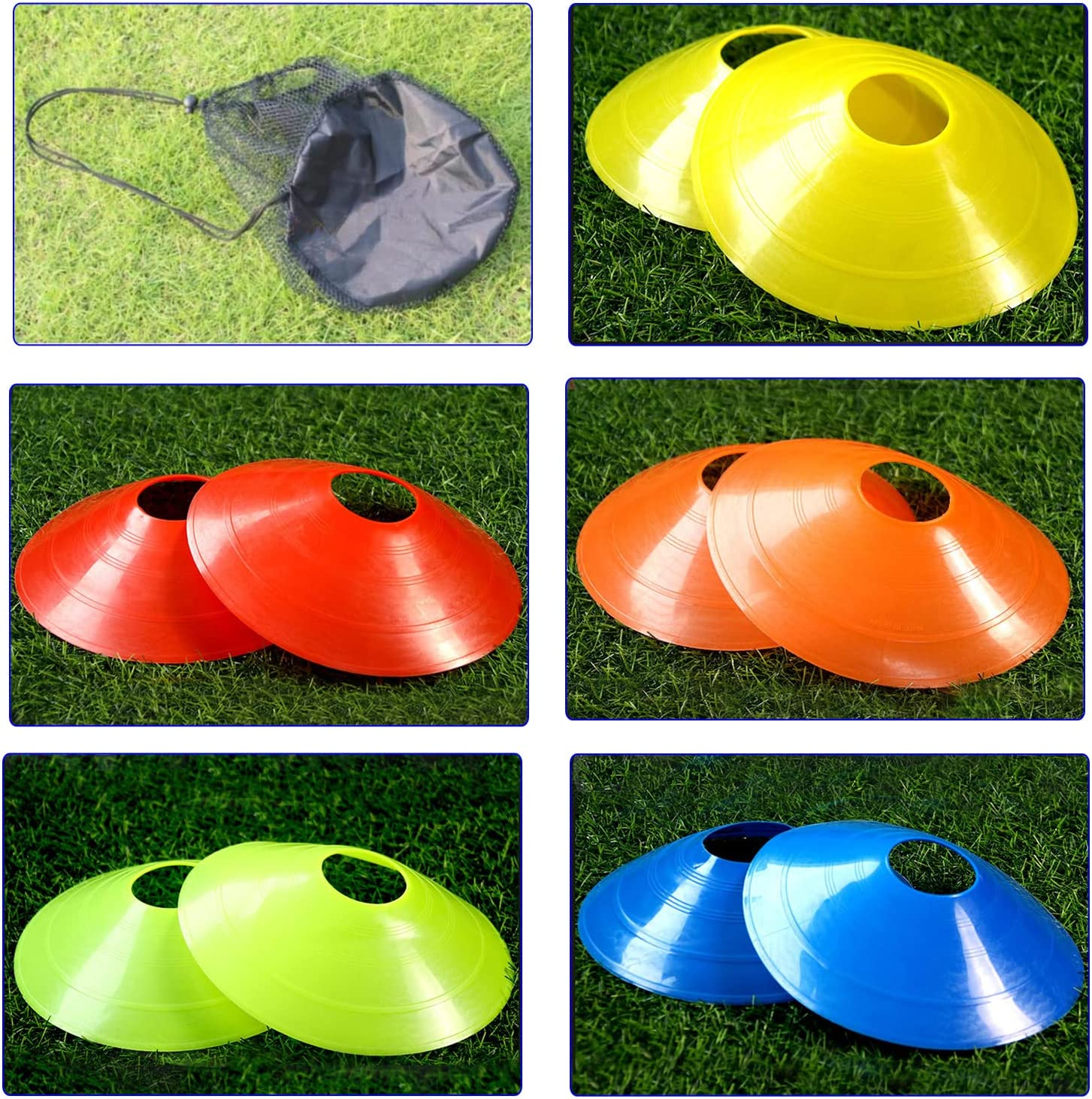 Taicols Agility Field Cones, 20 Pcs Soccer Markers Disc with Net Bag, Pro Disc Cones for Training Football, Soccer Cones Training Equipment for Low Profile Field Markers Training Football Basketball image number 5