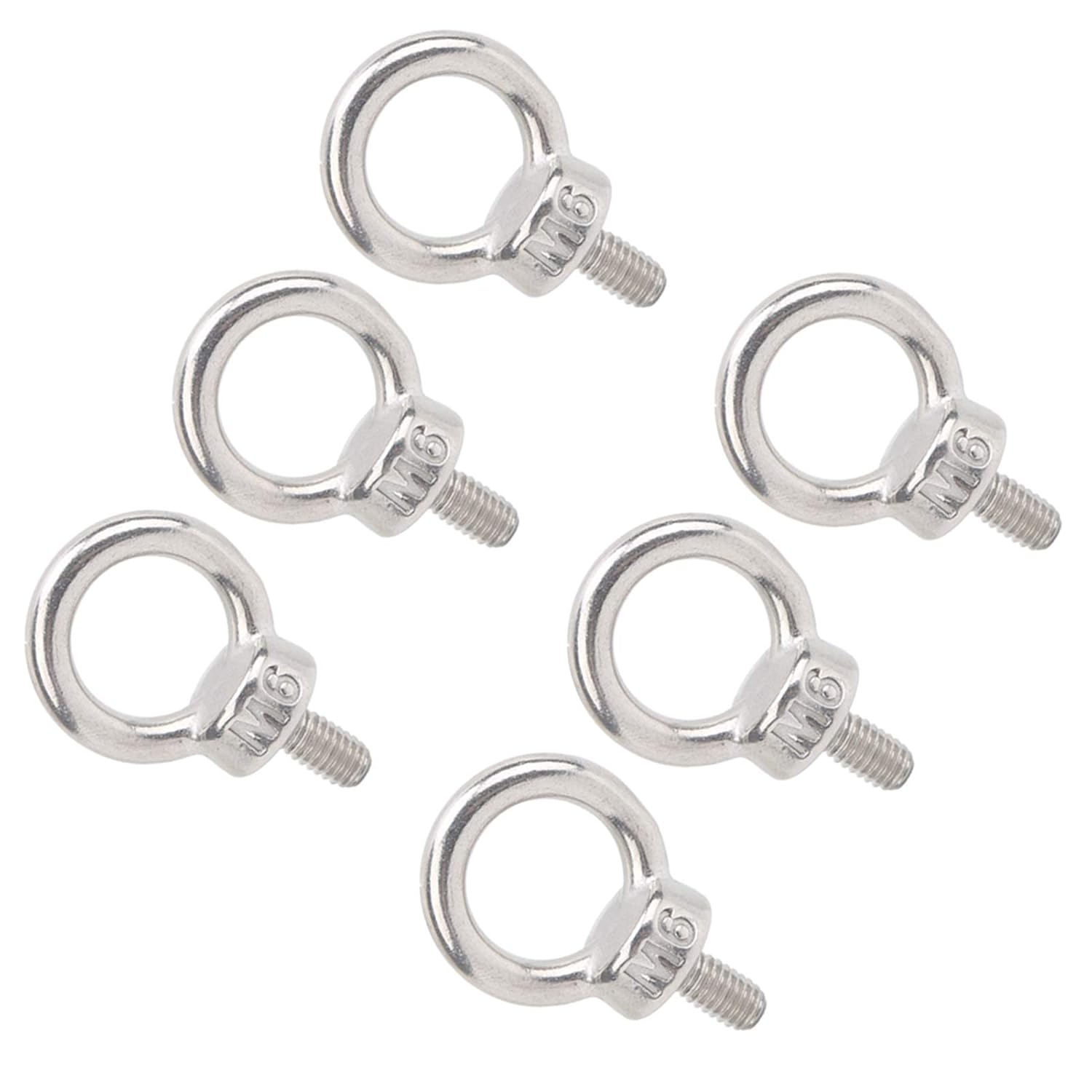 10Pcs M6 Lifting Eye Ring Bolts Screw 304 Stainless Steel Fastener Accessory Parts Silver White