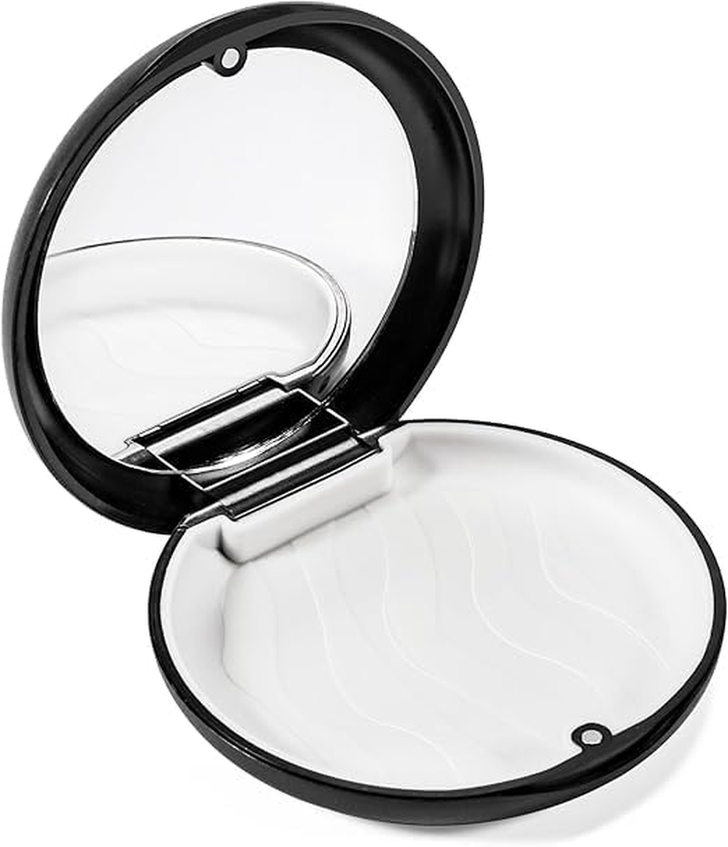 2PCS Orthodontic Retainer Case with Mirror Magnetic Braces Storage Box Denture Case Retainer Holder Solid Orthodontic Aligner Retainer Case Denture False Box Mouthguard Container for Oral Care (White) image number 1
