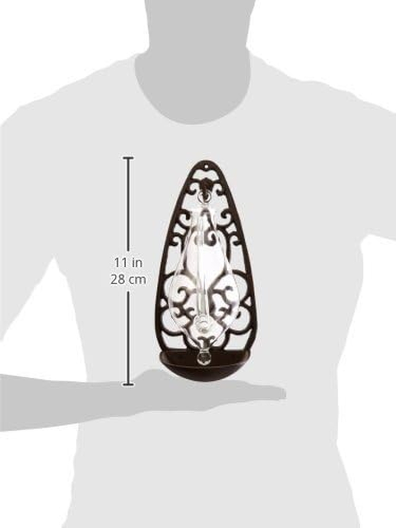 Esschert Design TH31 Thunder/Weather Glass Barometer with Cast Iron Filigree Holder and Overflow Pan, Antique Brown image number 1