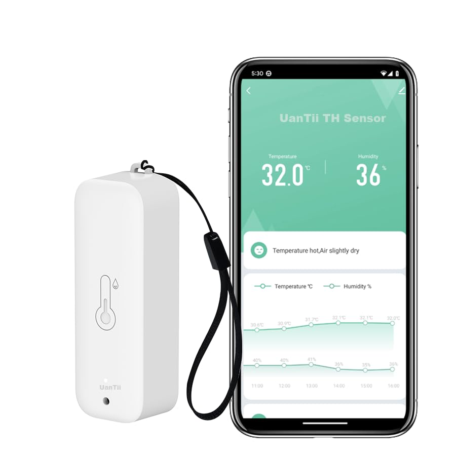 Uantii Tuya Wifi Temperature Humidity Detector Smart Hygrometer Thermometer Sensor Works with Smart Life App and Compatible with Alexa Works with Google Home (White-1Pcs) image number 1